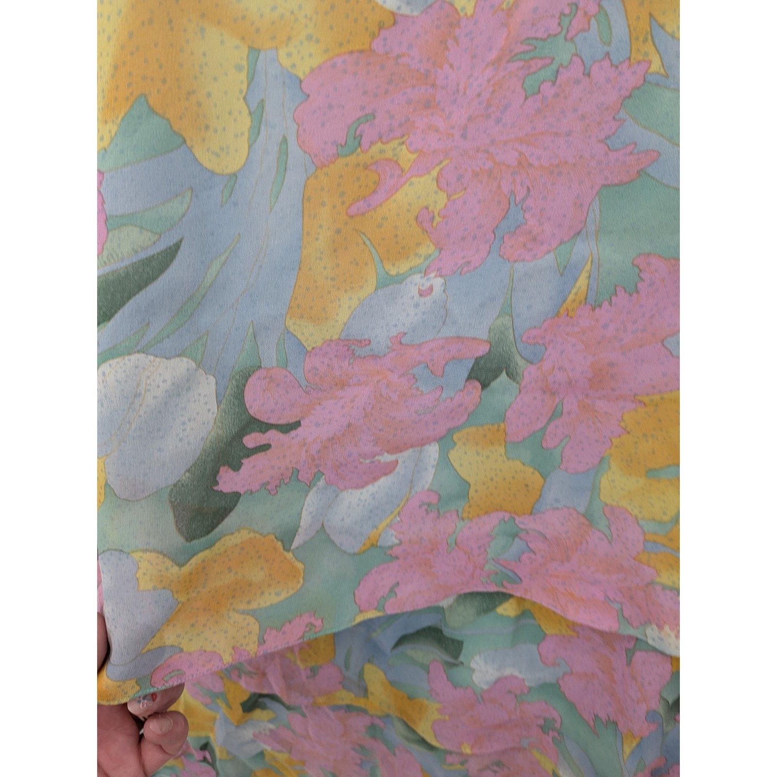 Boho Luxe Cottagecore Y2K Anne Crimmins Silk Floral Tier Vintage 10 Maxi Dress