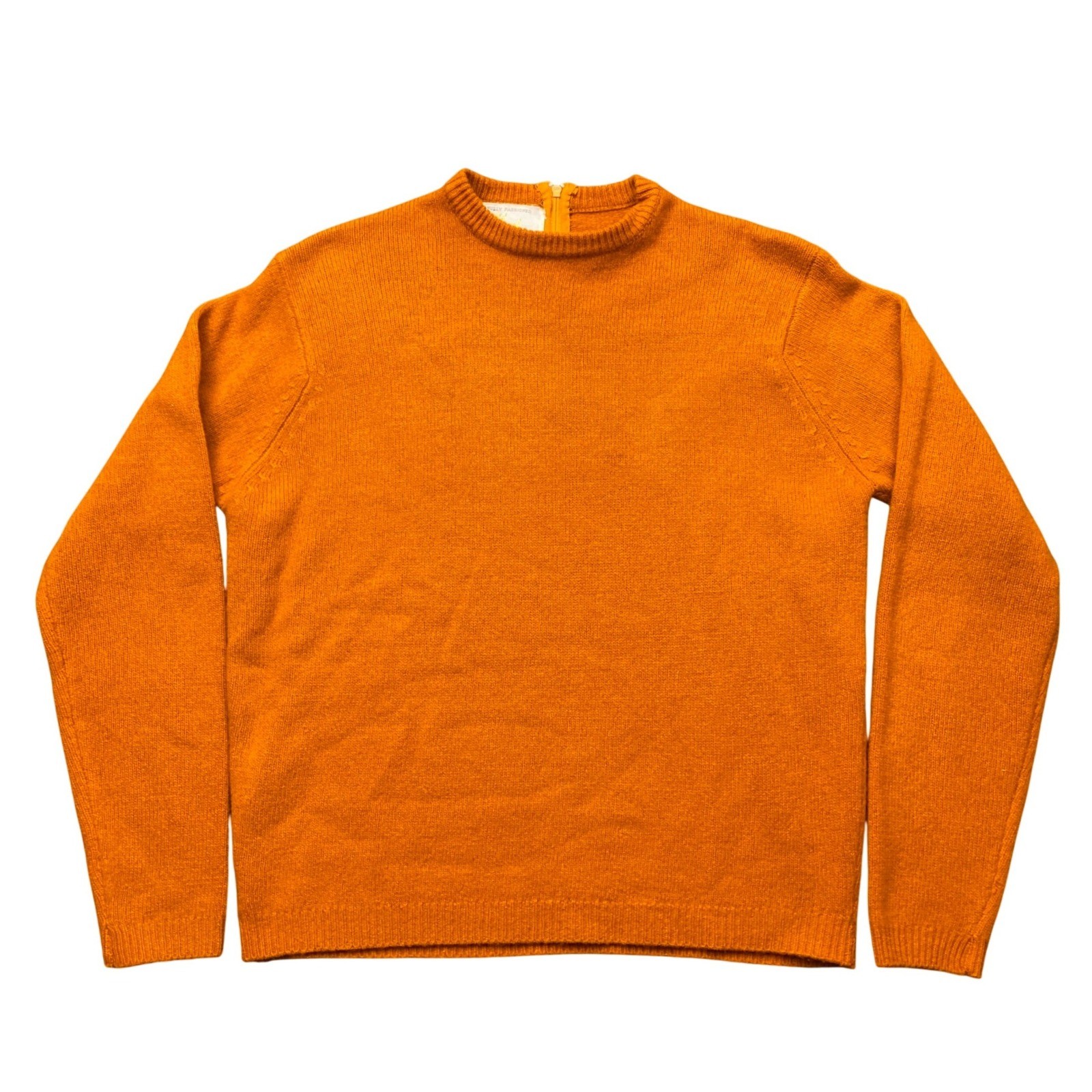 Vintage Tami Lambswool Sweater Burnt Orange Back Zip Crewneck Hong Kong Grunge