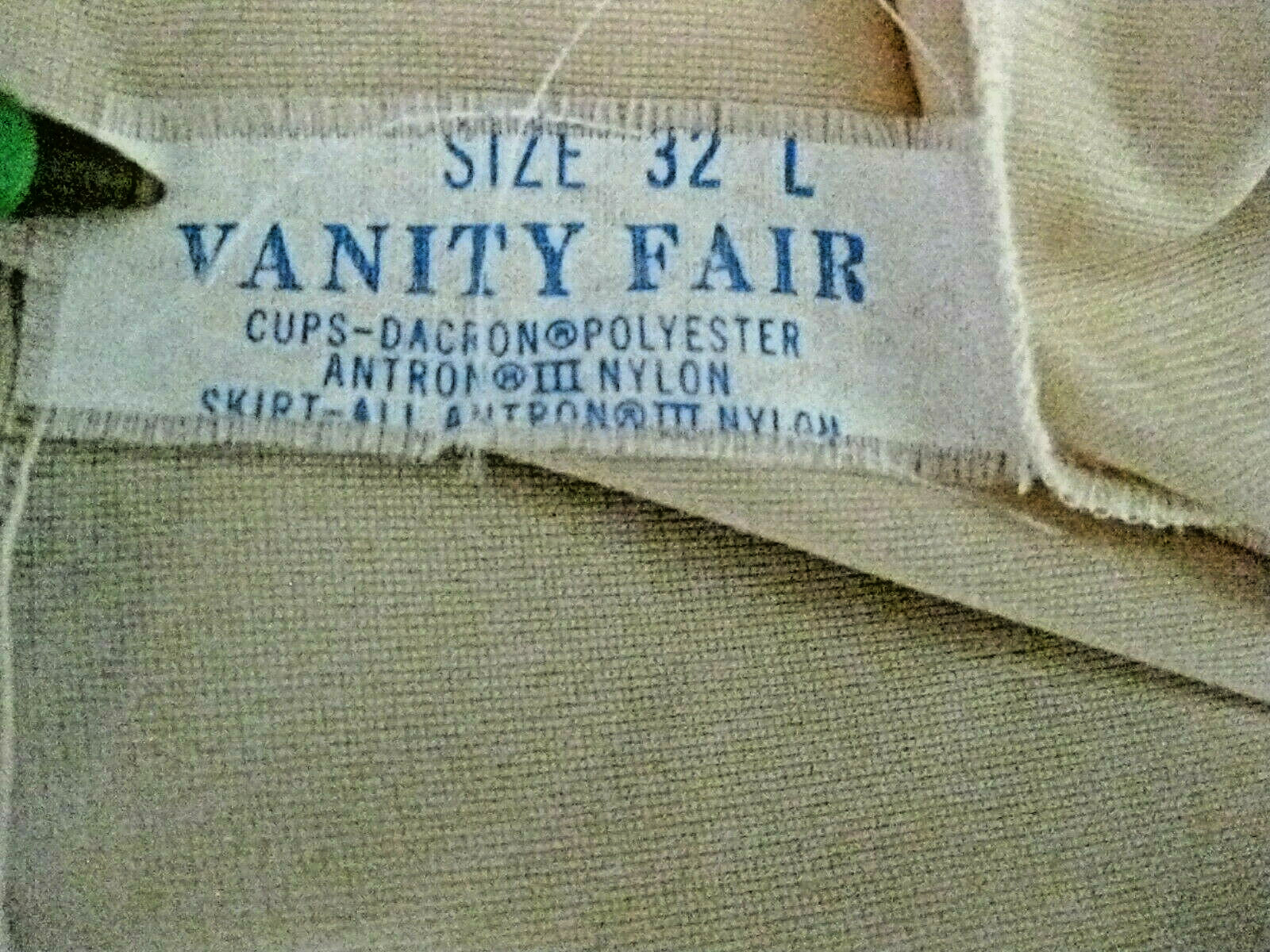 Vanity Fair Women’s 32 L Vintage Beige Silky Long Nylon Full Maxi Dress Slip