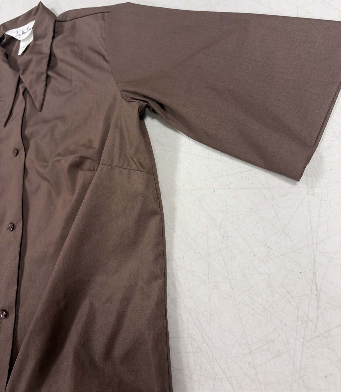 Lady Manhattan 1970’s ¾ Sleeve Button-Up Blouse Brown Size 16