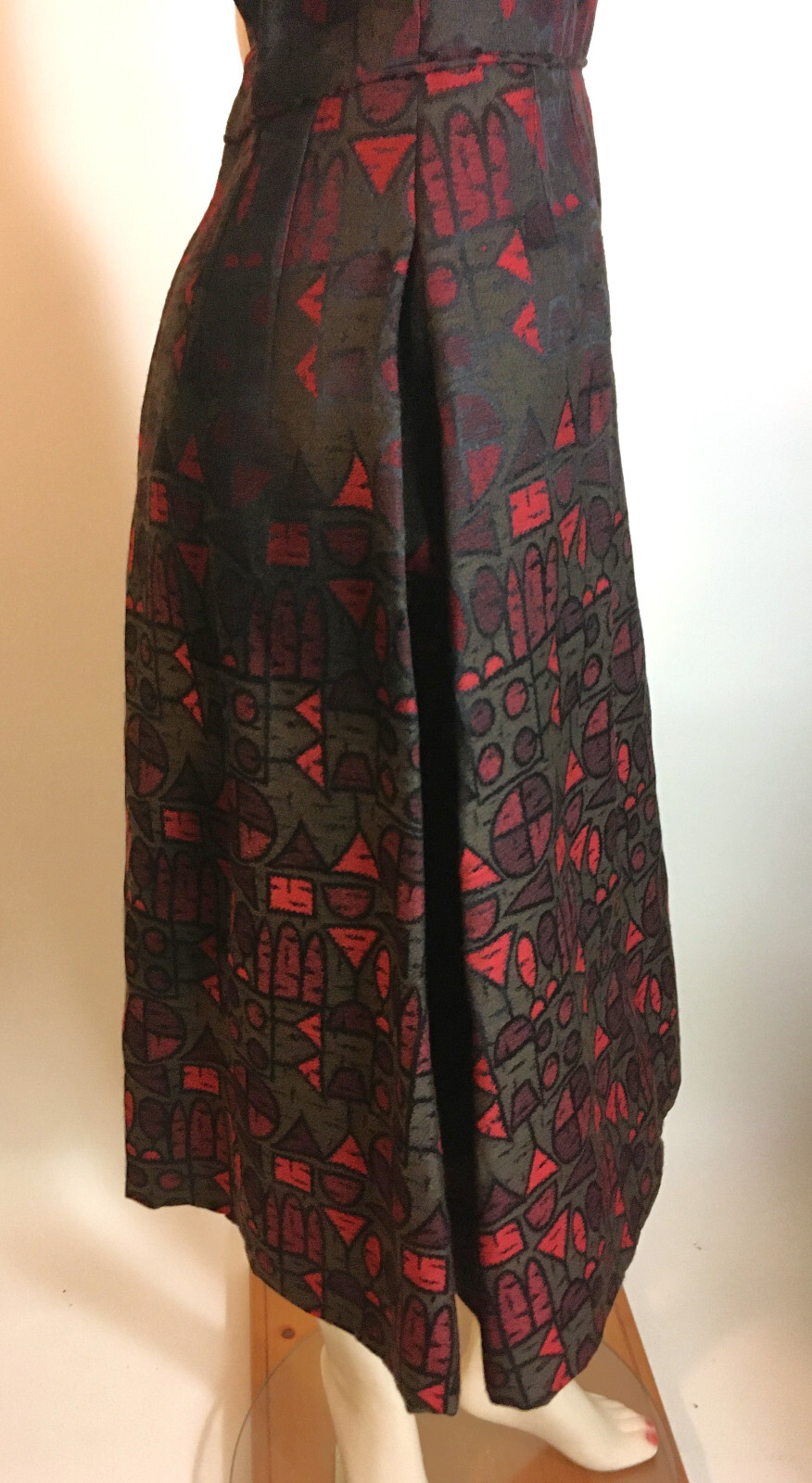 1960s Vintage NOS Unworn Marie Leavell MCM Abstract Pattern Dress Jacket Set S M