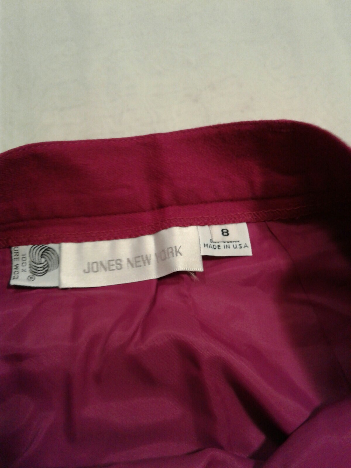 Vintage Jones New York Purple Fuschia 2pc Suit Blazer Skirt Size 6 (cb12)