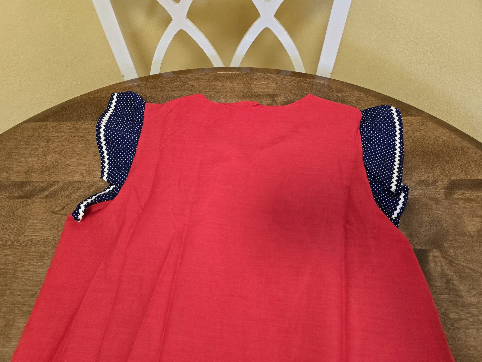 Vtg 1960/70 Renee Red White Blue 1/2 Zip Front Prockets House Dress Large NWOT