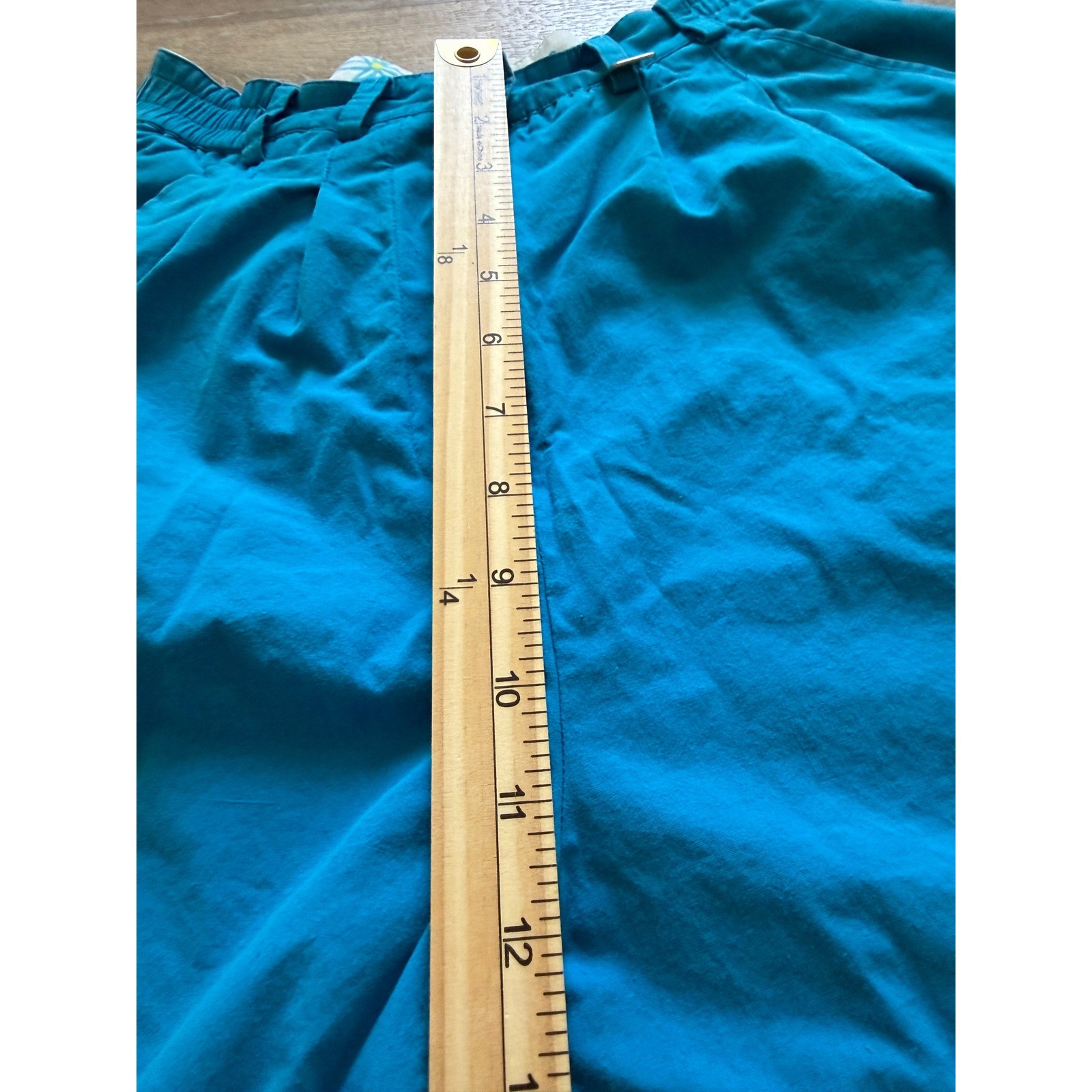 Lilly Pulitzer Vintage Turquoise Blue Cotton Pleated High Rise Shorts Size 6