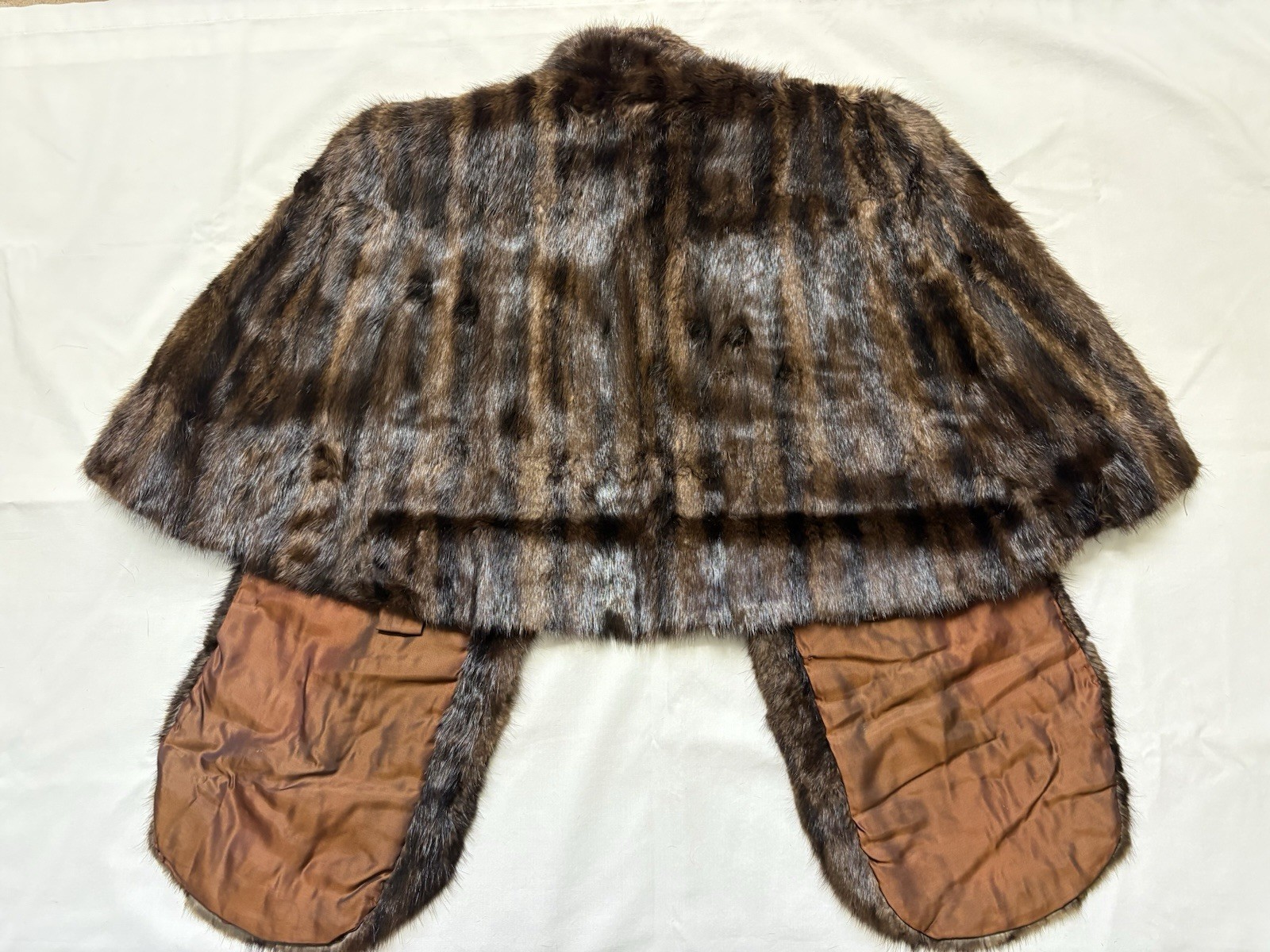 Vintage Mahogany/Black Striped Mink Caplet- Incredibly Beautiful Shiny Fur