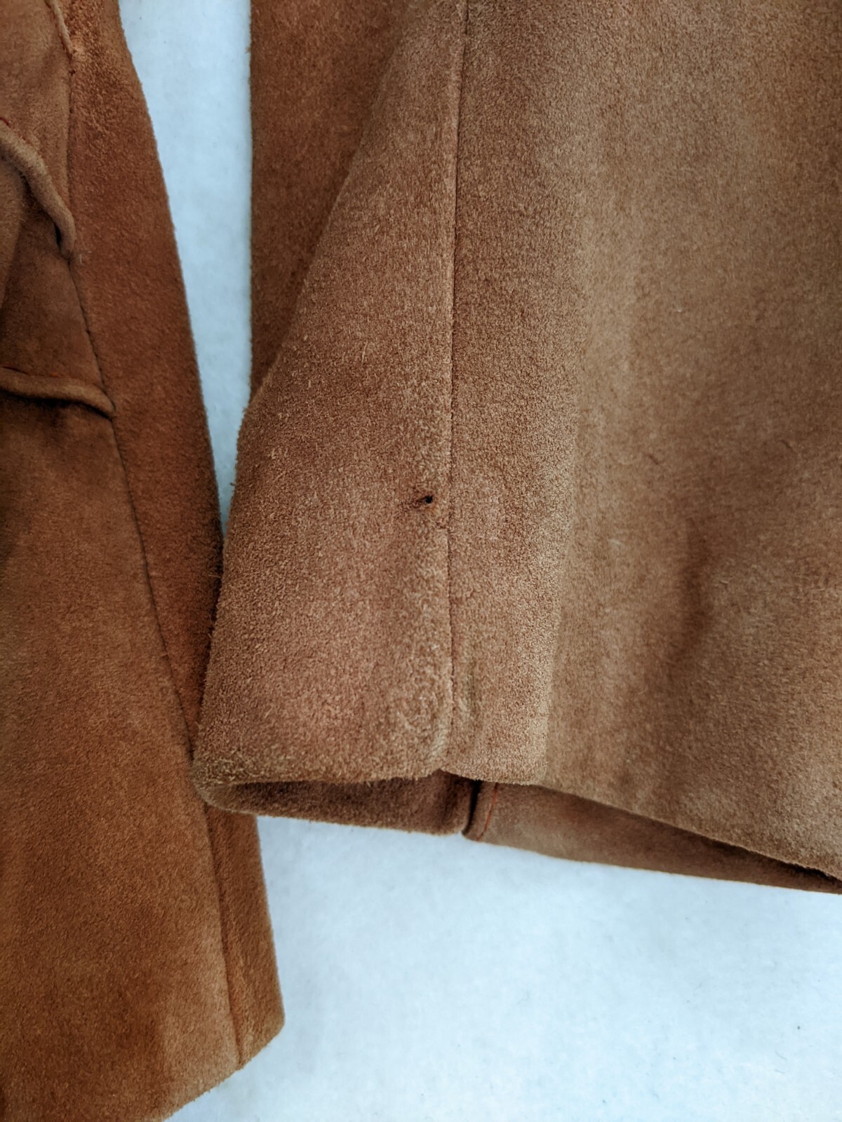 Suede Belted Peacoat 70s Brown Tan Lined Size 9/10