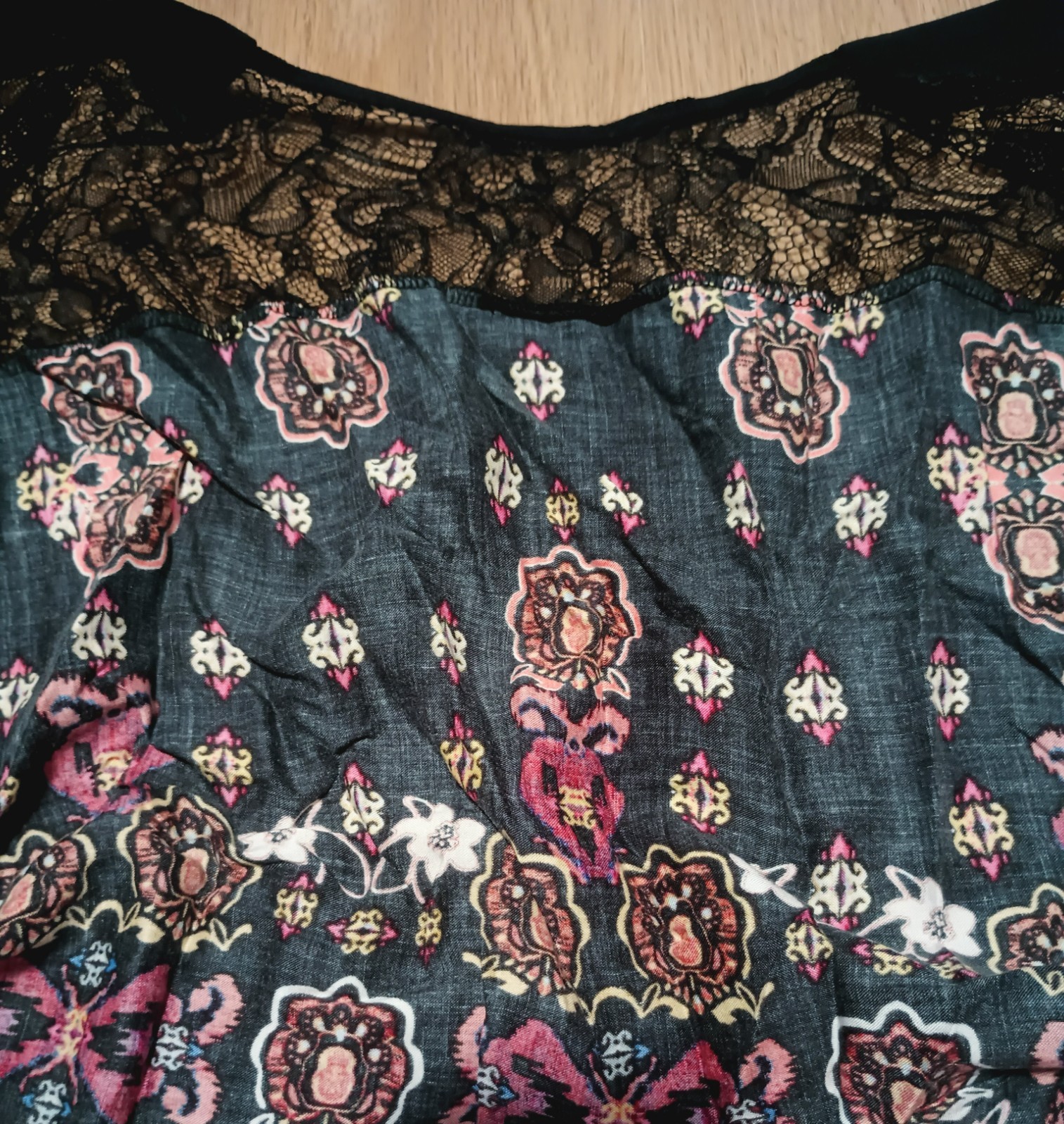 Vtg 70s Sheer Lace KIMONO Asian Indian Ikat Kaftan Jacket lounge boho hippy M L