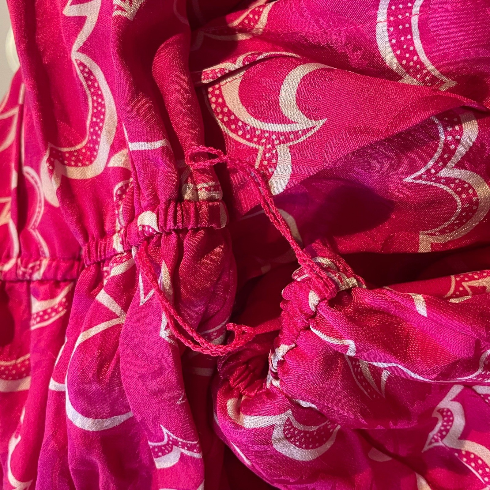 Argenti Vintage 100% Silk Magenta Pink Floral Jacquard Midi Dress Size 12