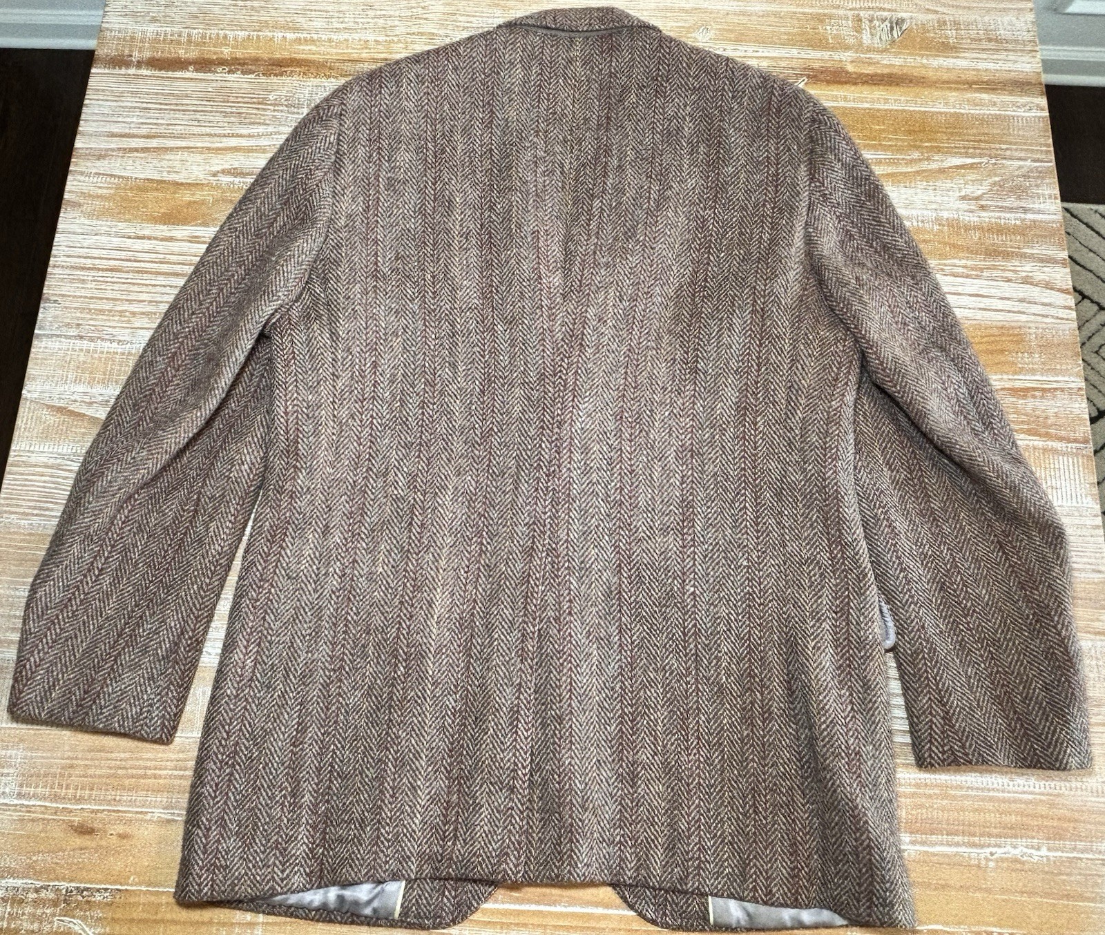 Harris Tweed Blazer Land’s End Charter Collection Herringbone Wool Jacket 42 L