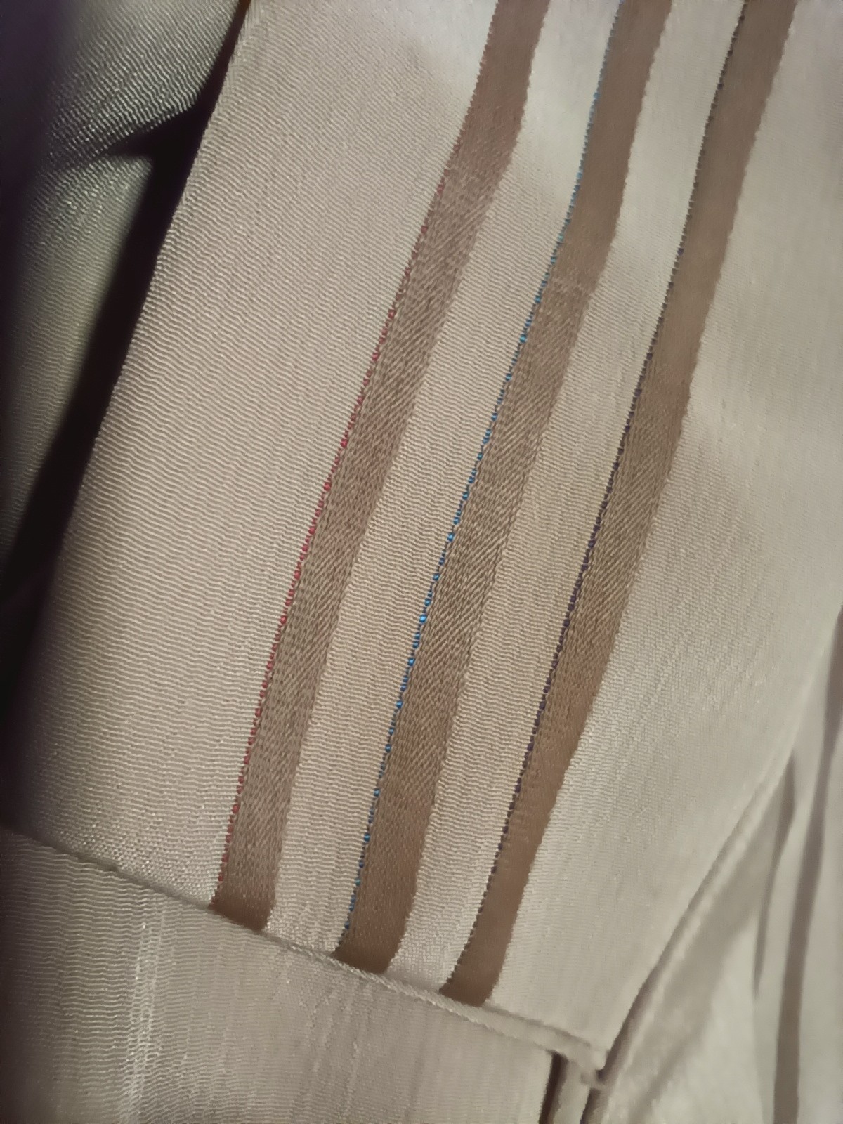 Vtg 70s SHANA OF CALIFORNIA Brown Striped Jacquard MINIMALIST Top MOD office M