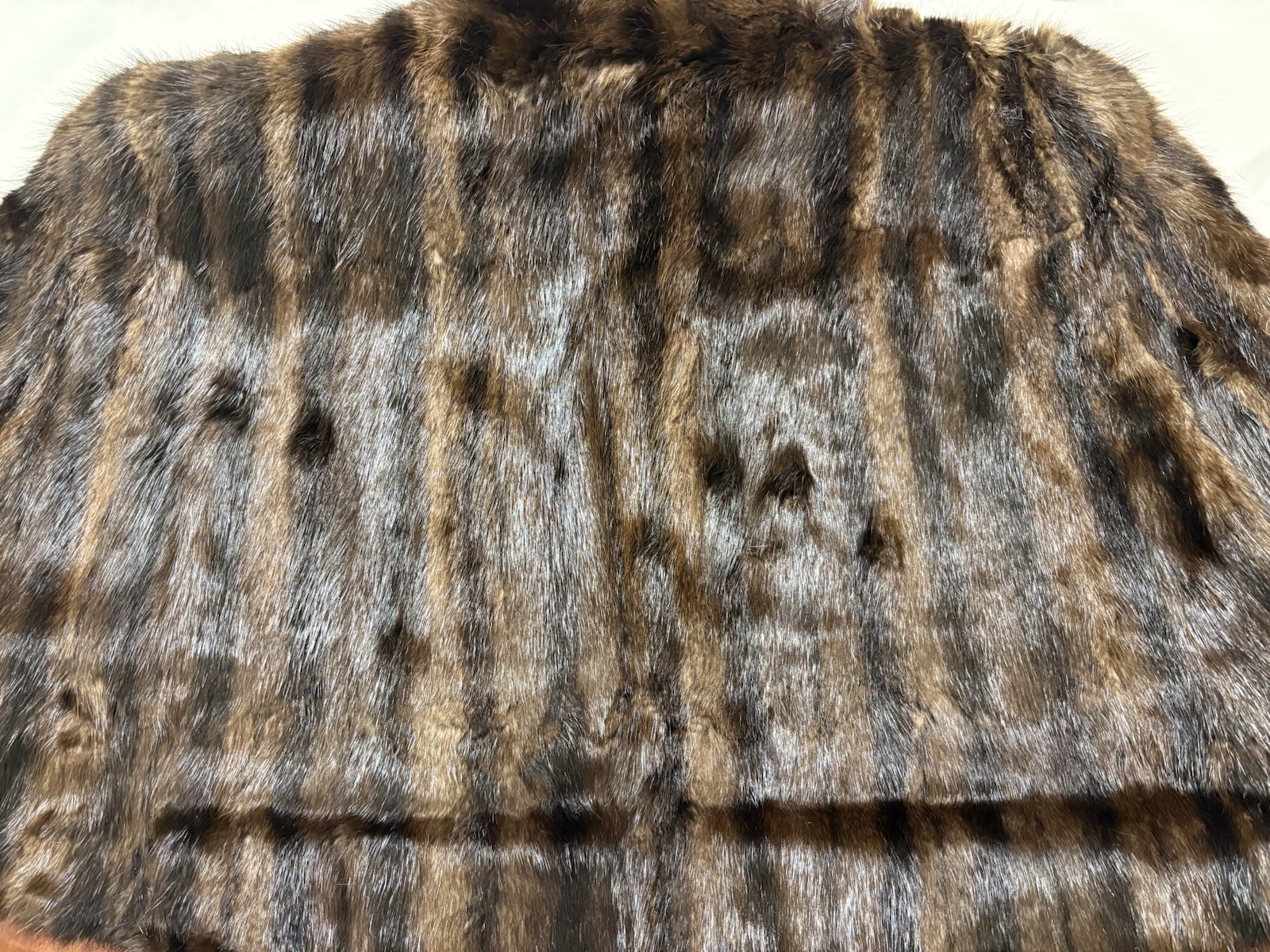 Vintage Mahogany/Black Striped Mink Caplet- Incredibly Beautiful Shiny Fur