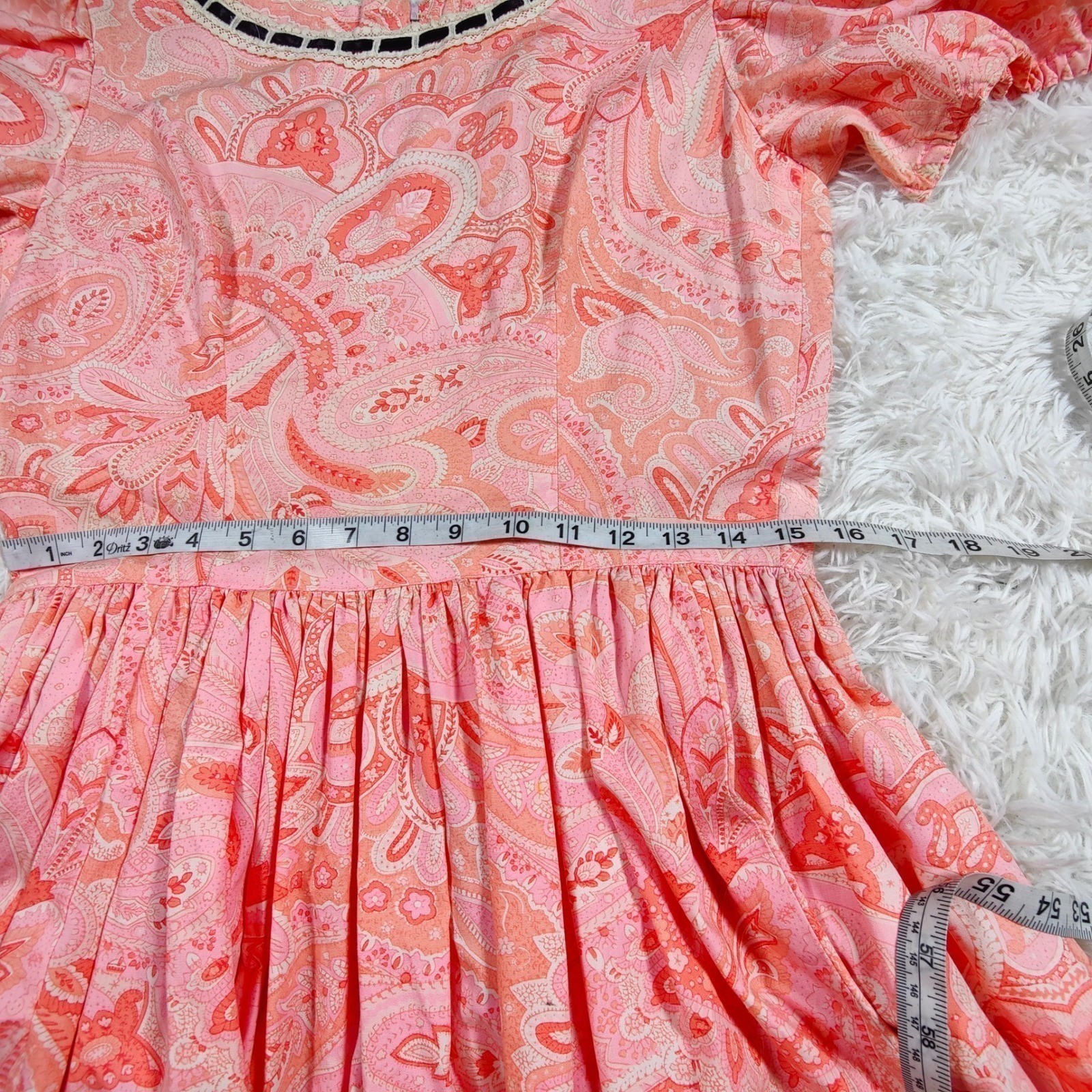 Vintage 60s 70s Handmade Pink Paisley Dress Square Dance Circle Prairie Western
