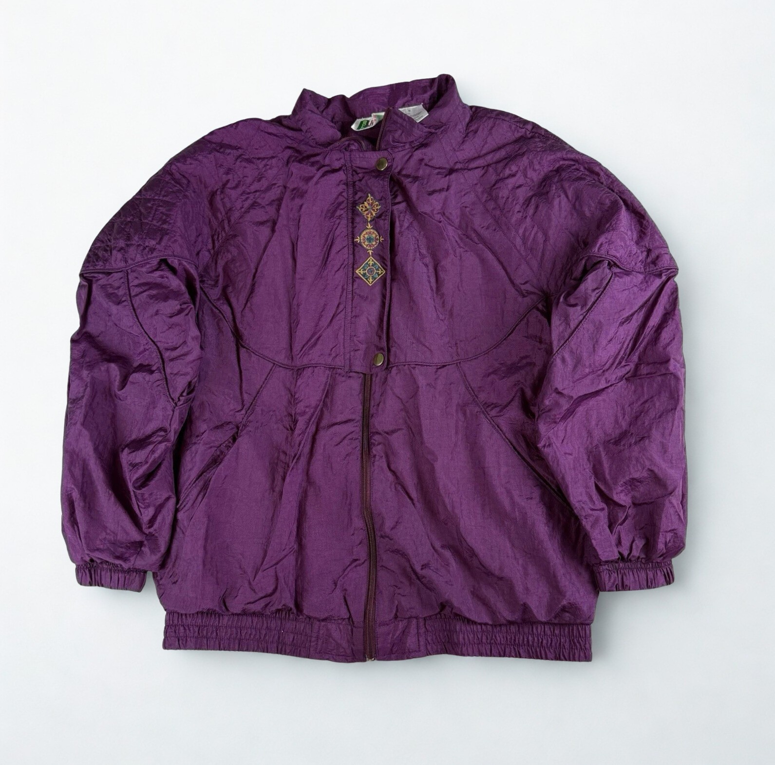 Vtg 90s Nylon Windbreaker Track Suit Set Womens M Purple Bold Spirit Retro Chic