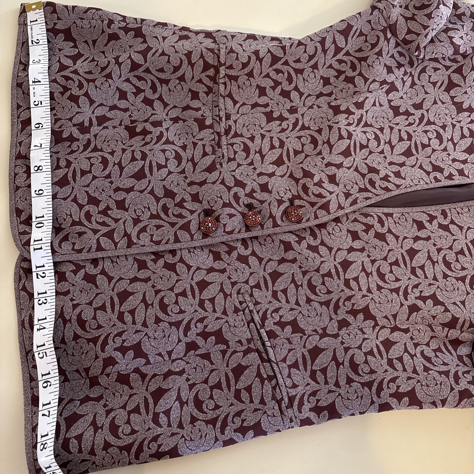 Vtg Juliet Fashion Made in Korea Mauve Floral Embossed Velvet Pant Suit Set