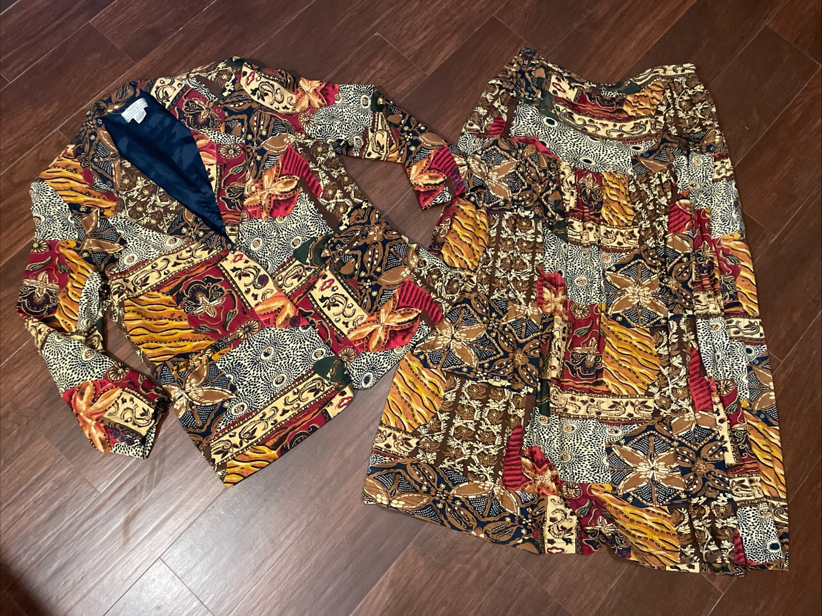 Vtg Sandy Starkman Jacket Blazer Beaded With Skirt Md 80s Artsy Boho