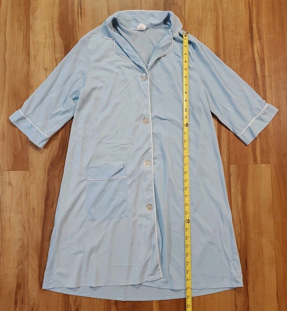 Vtg Gaymode Size 34 Button Down Sleep Shirt Blue House Dress Penneys Grannycore