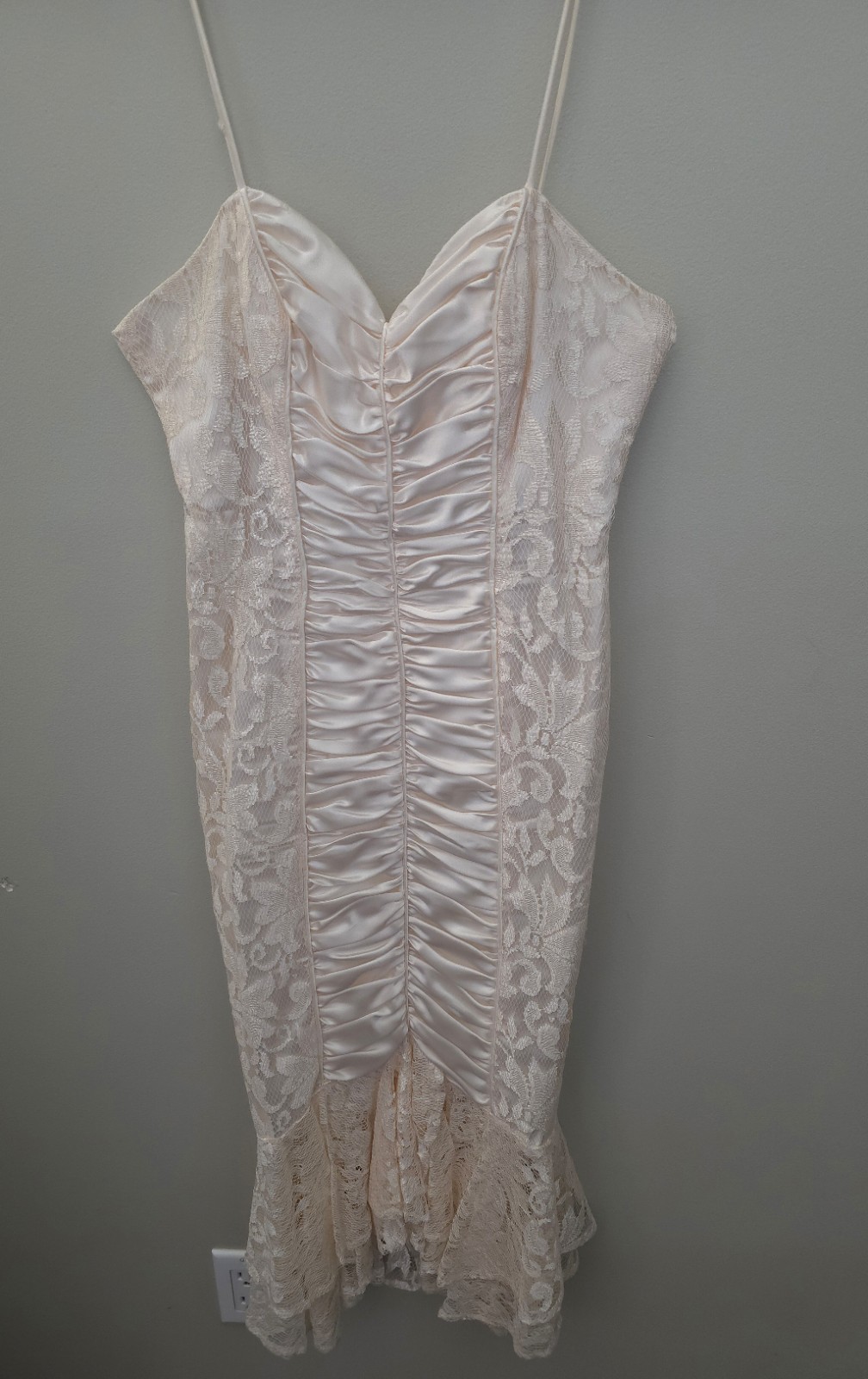 VTG 90s Y2k Satin Lace Prom Dress 5/6 Mermaid Dress Pink Coquette Fairy Midi