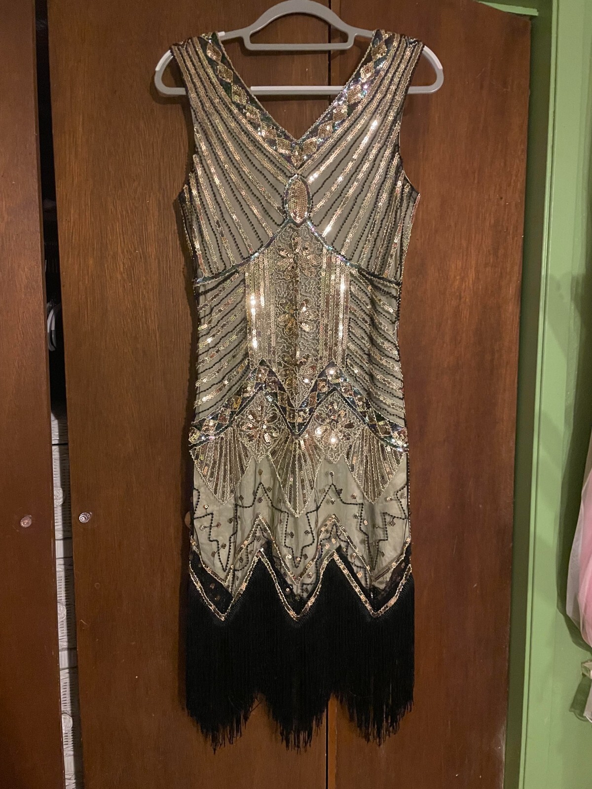 Short Black and Gold 20s Swing Dress