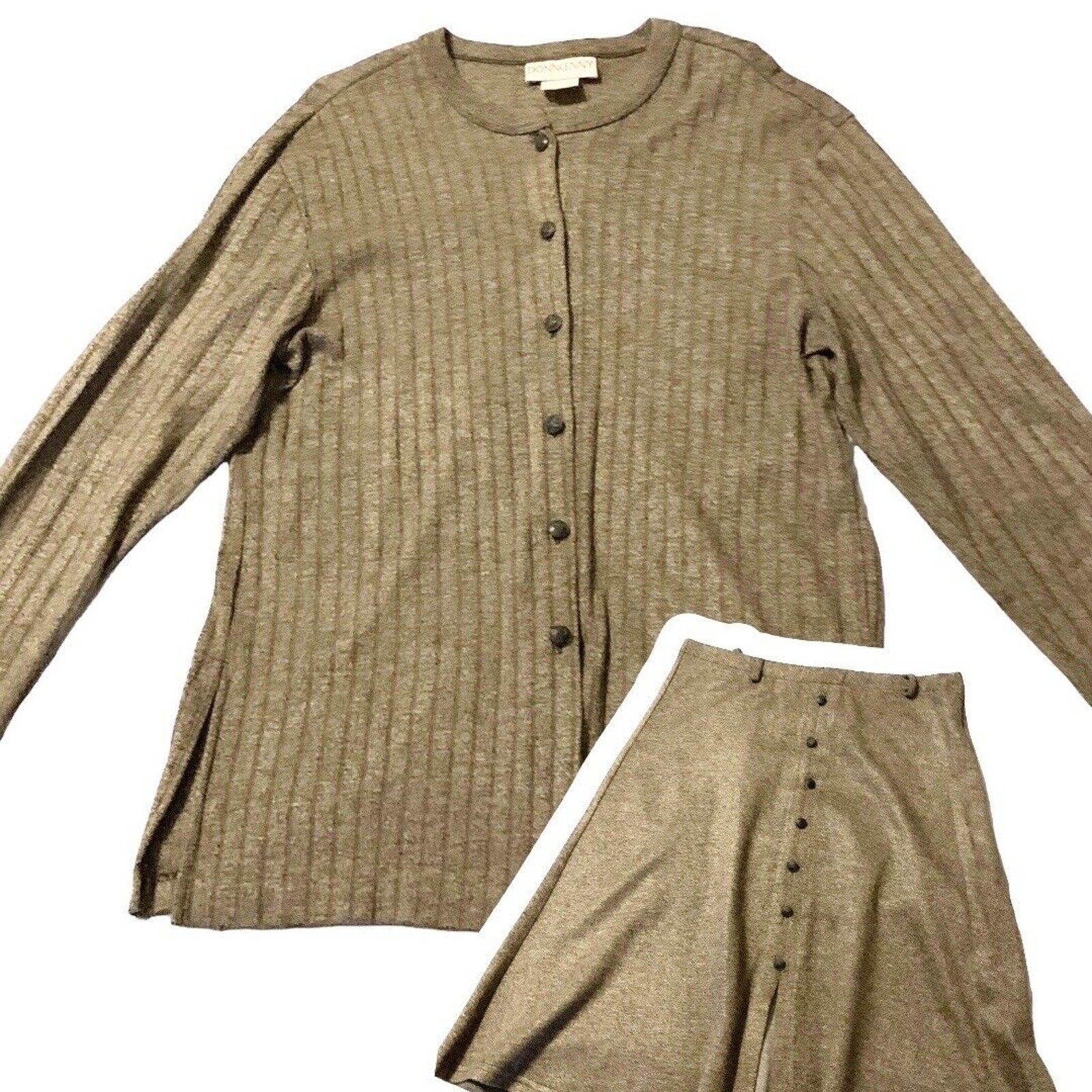 Vintage DonnKenny Sweater & Skirt (2-pc) Set MED Bronze Shimmer Soft Acrylic USA