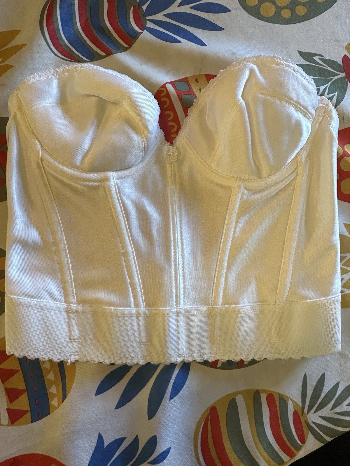 Vintage Adonna #8340 Corset Strapless Push Up Bustier Bra White 36a 90s Boning
