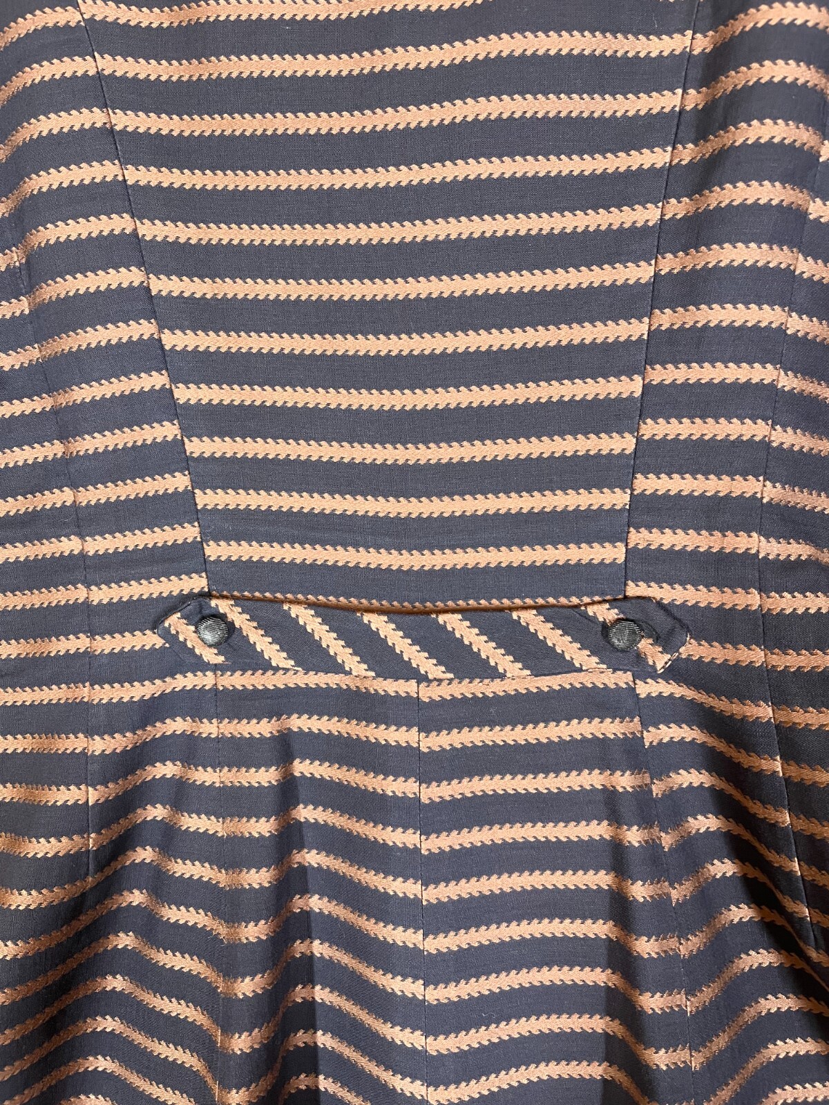 Vintage Bobbie Brooks 1960s Dress Black Coppery Brown Striped