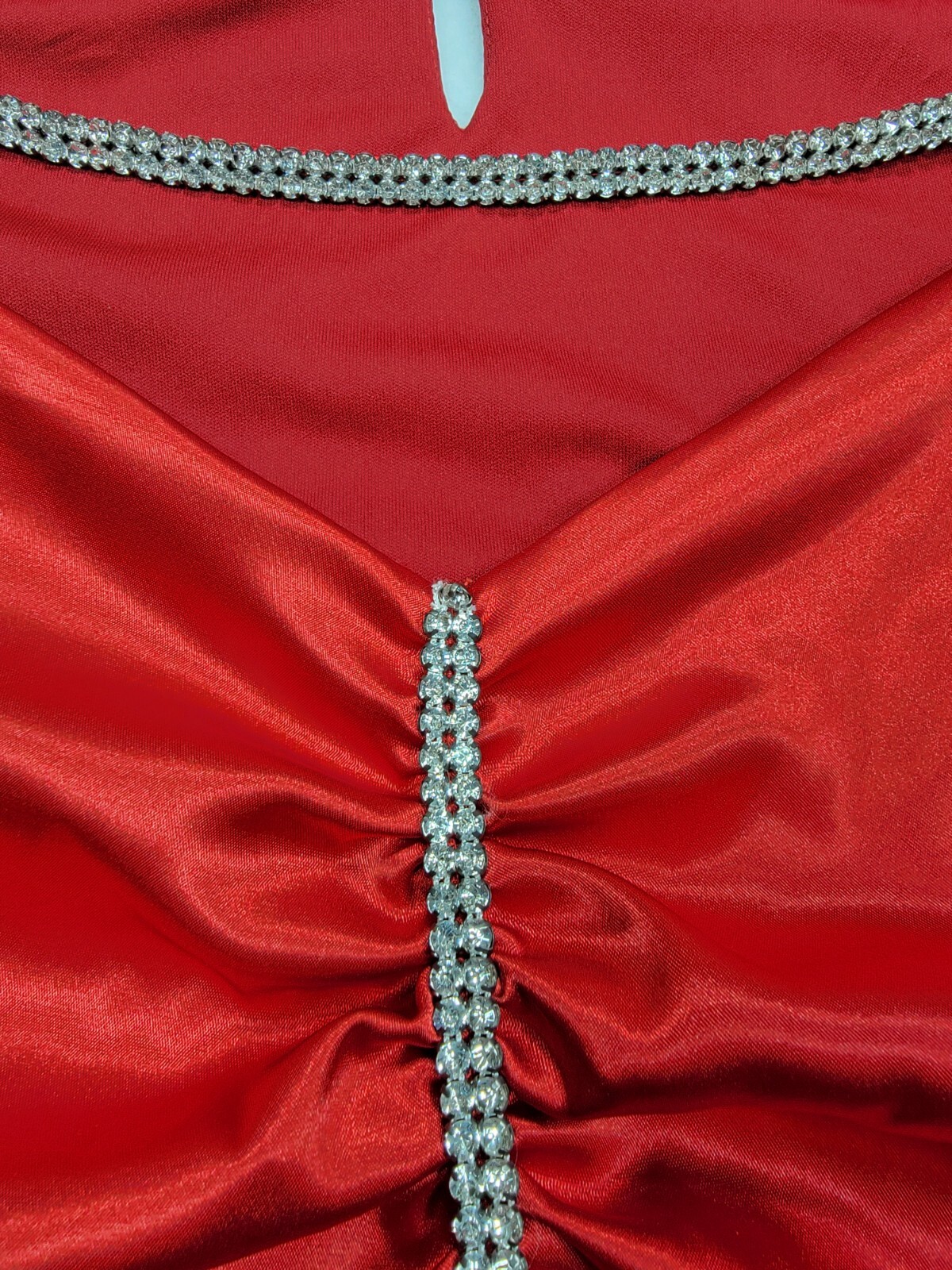 B Darlin 90s Y2K Dress Womens 9 Red Halter Sheath Open Back Diamonds Made In USA