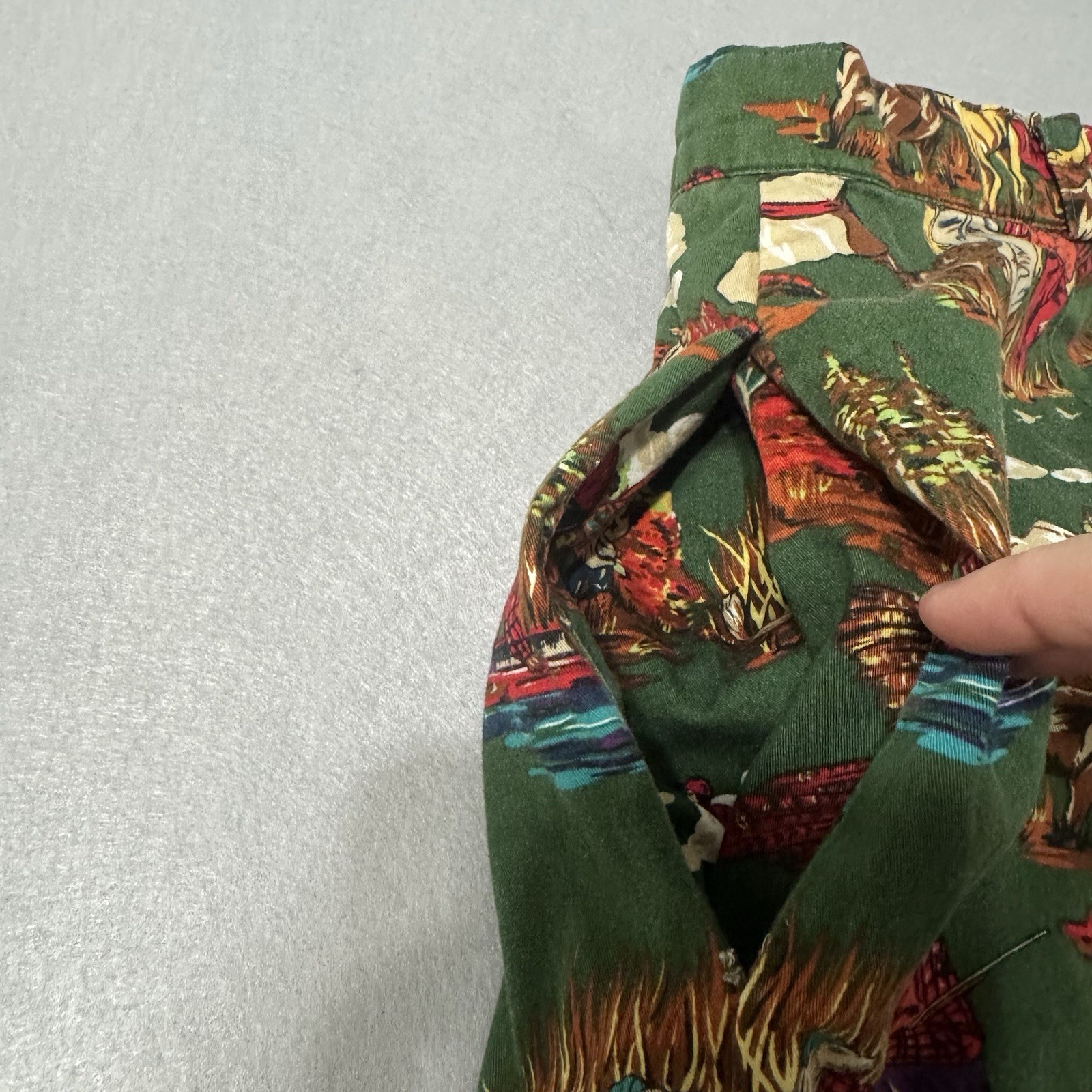 Vintage Skirt Small Sharon Young Hunting Dogs Green Pencil