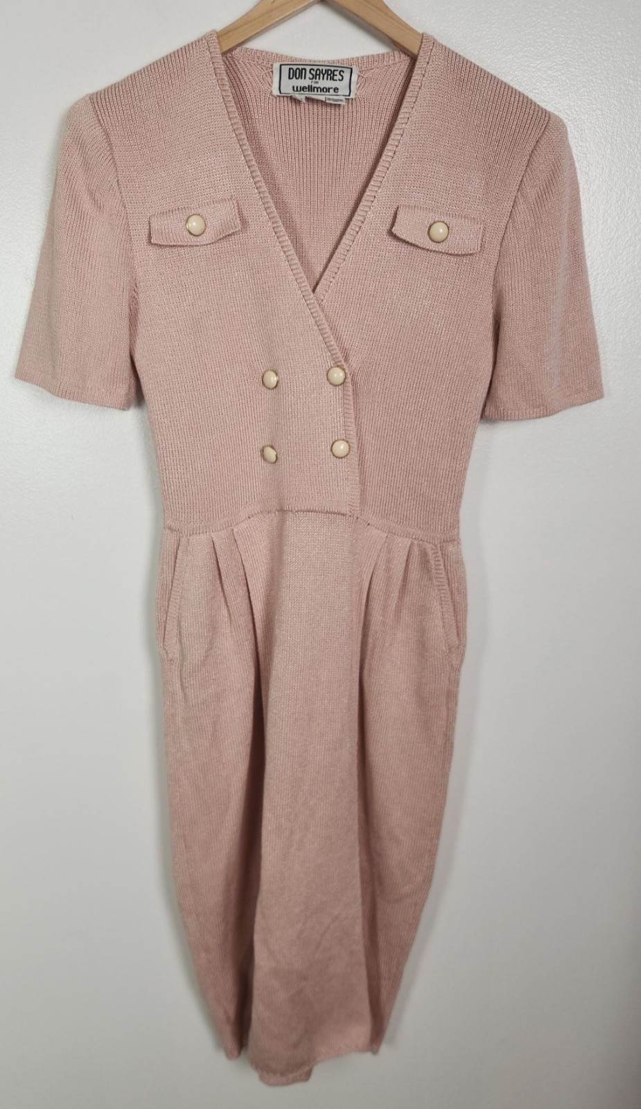 Vtg. Don Sayres for Wellmore Women’s Sz. M Pink Knit Midi Short Sleeve Dress