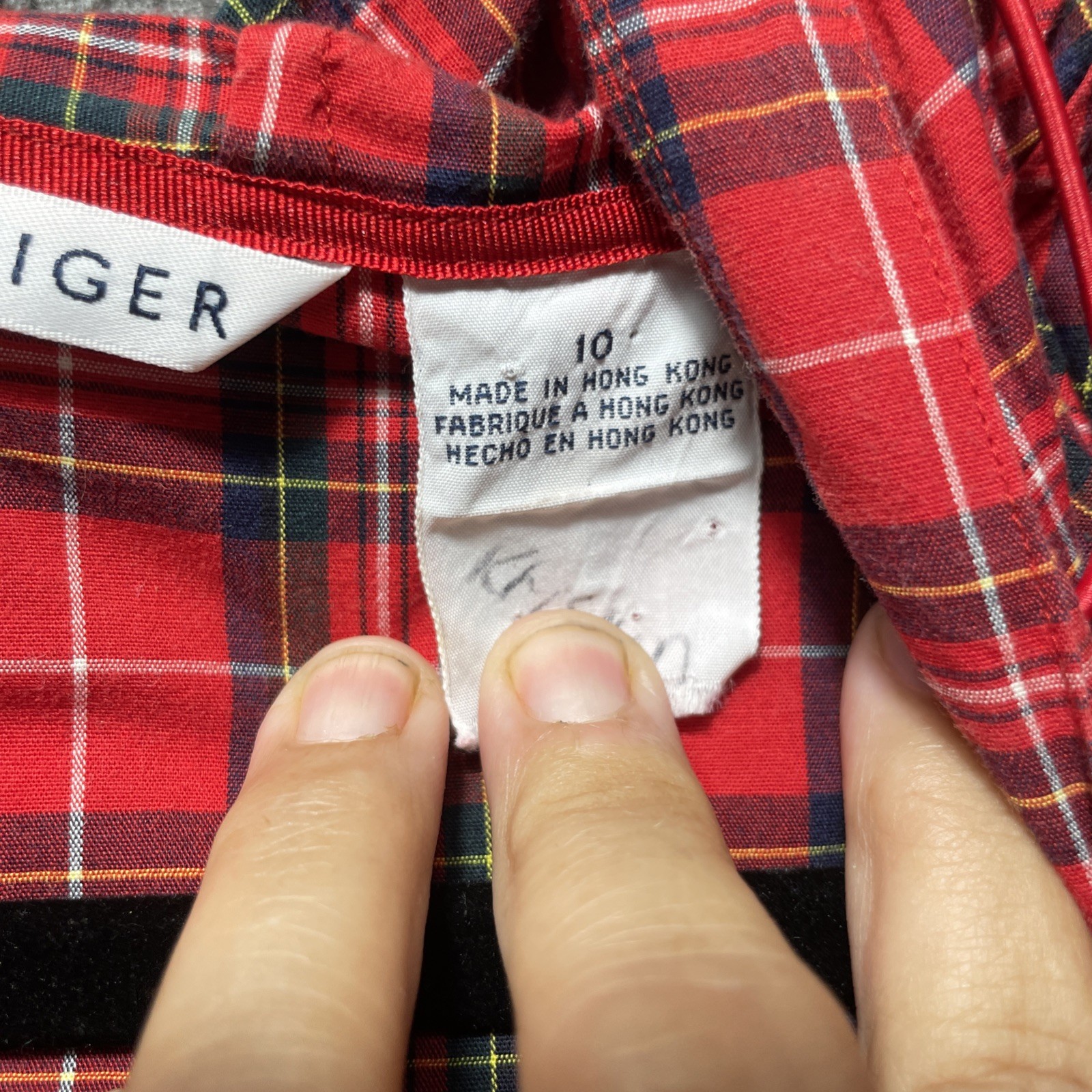 Vintage Tommy Hilfiger Jacket Mens Medium Anorak Hoodie Plaid 1/4 Zip 90s Cotton