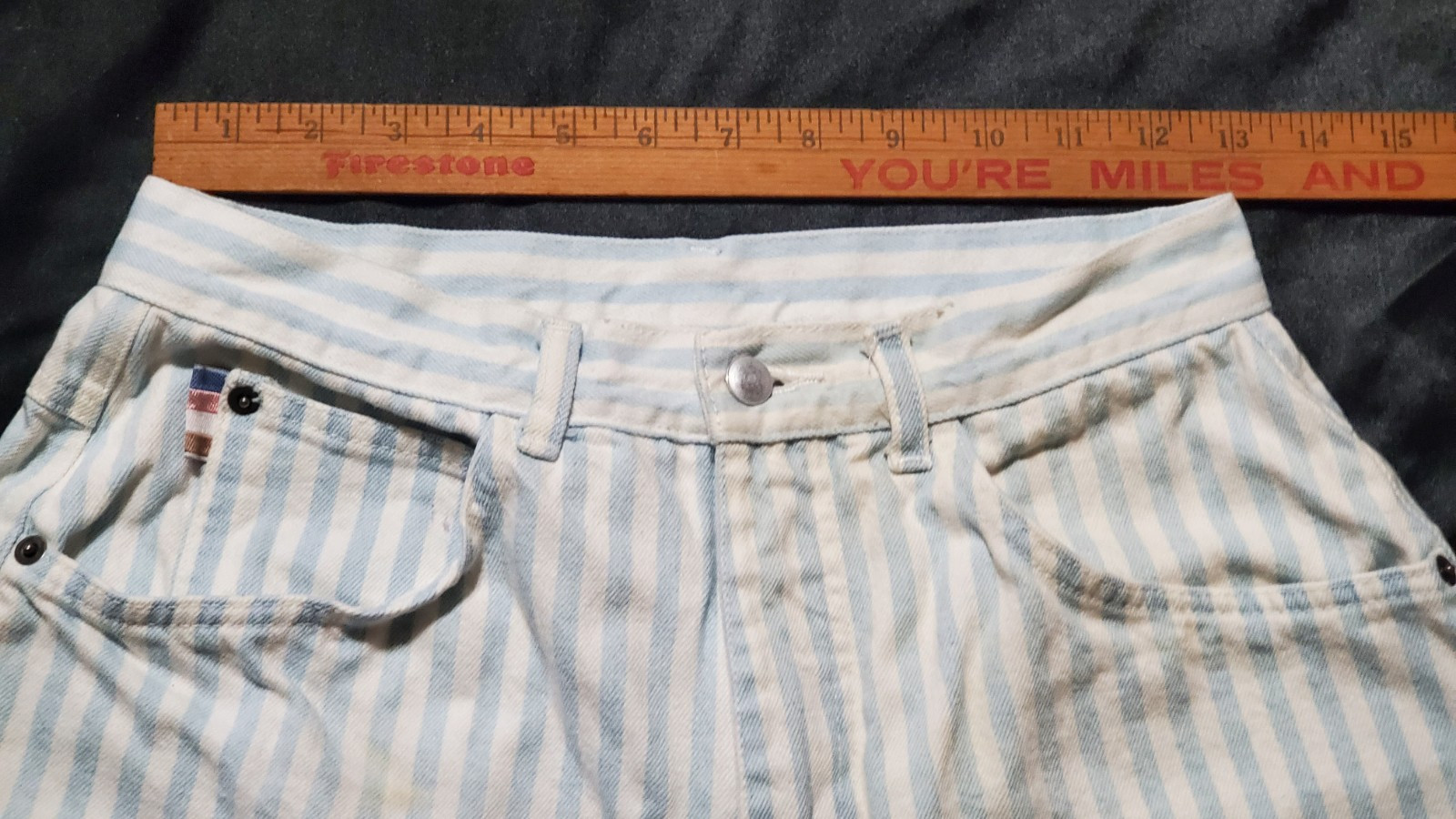 Vtg PS Gitano Blue White Striped Jeans 80s 90’s Proportionately Sized 12 Short