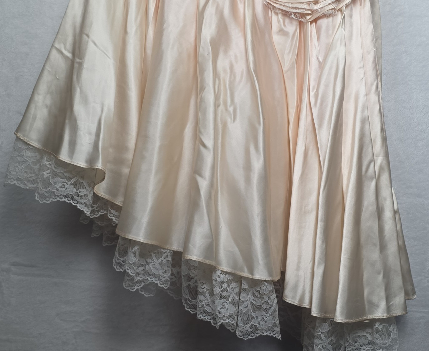 VTG 80s Zum Zum Pink Lace Jacquard Strapless Corset Prom Dress Asymmetrical Tier