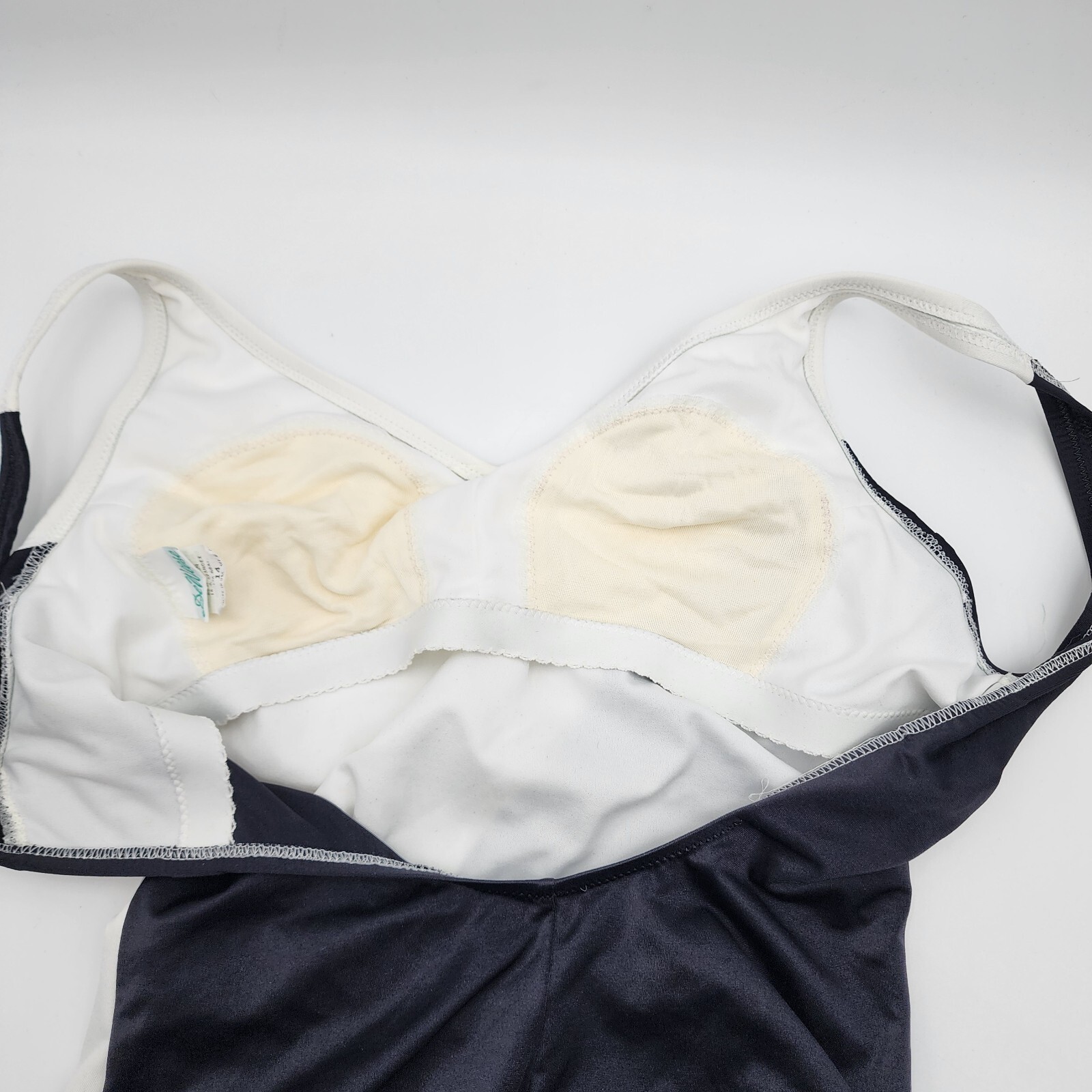 Vintage DeWeese Designs Black/White Leaf Bathing Suit Size 14 SEE PHOTOS READ