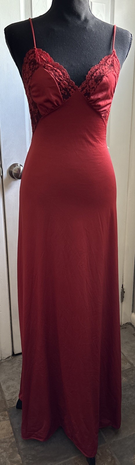 Vintage 70s Red Lace Sexy Slip Dress Ralph Montenero for Blanche S Nylon READ