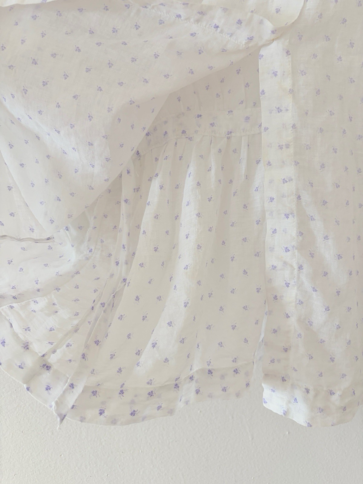 Antique Edwardian Sheer Lavender Sprig Print Cotton 2 Pc. Dress/Skirt Set 1920s