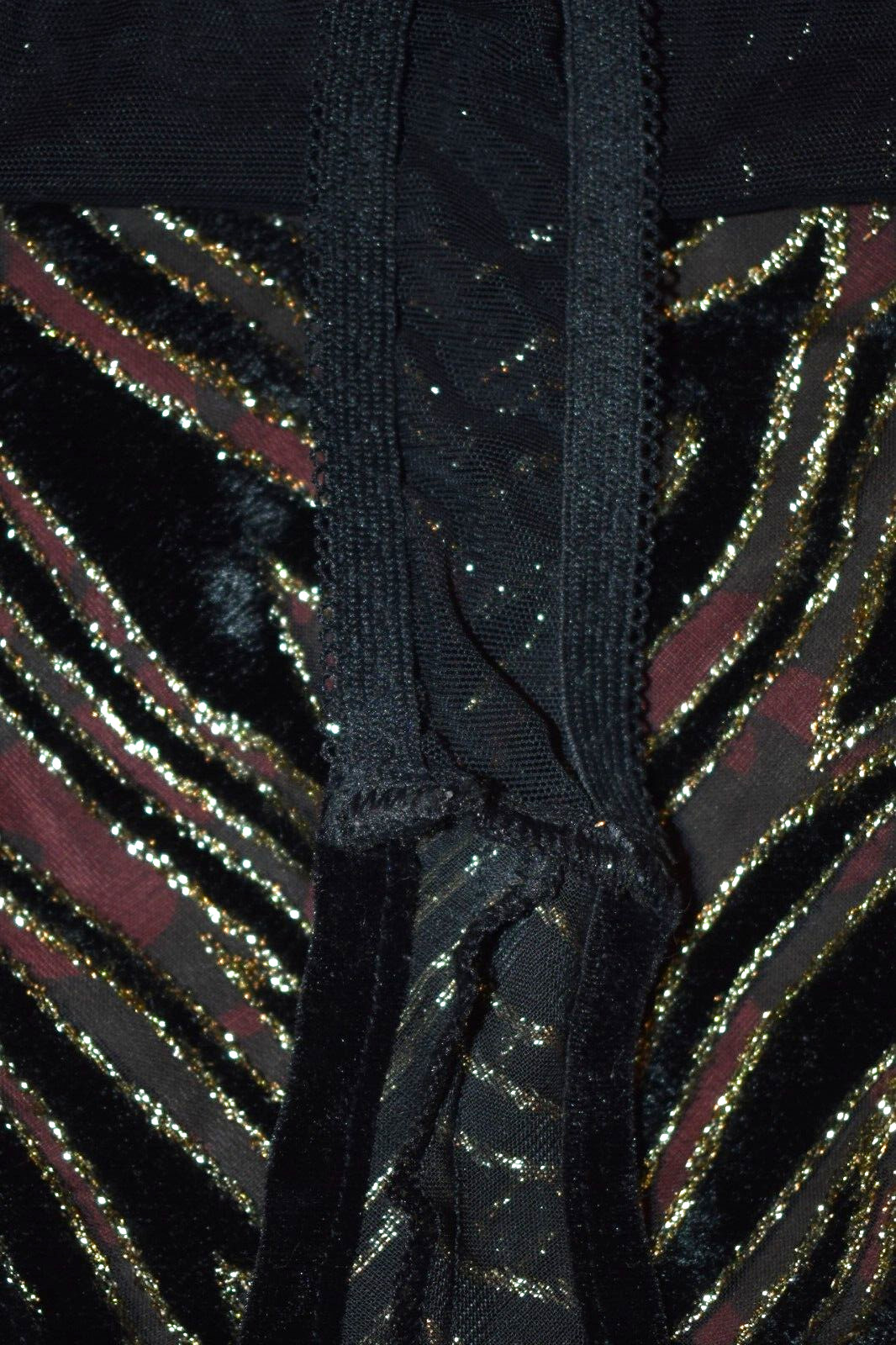 Vintage MAIDENFORM Velvet Gold Metallic Mesh Bodysuit Slip Teddy sz S