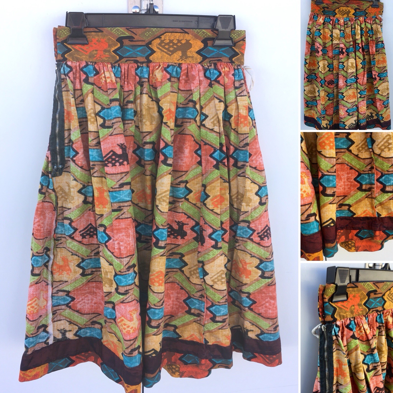 Vintage Skirt ELITE Metal Zipper 50s 1950s 26 1/2” Waist South American Print?