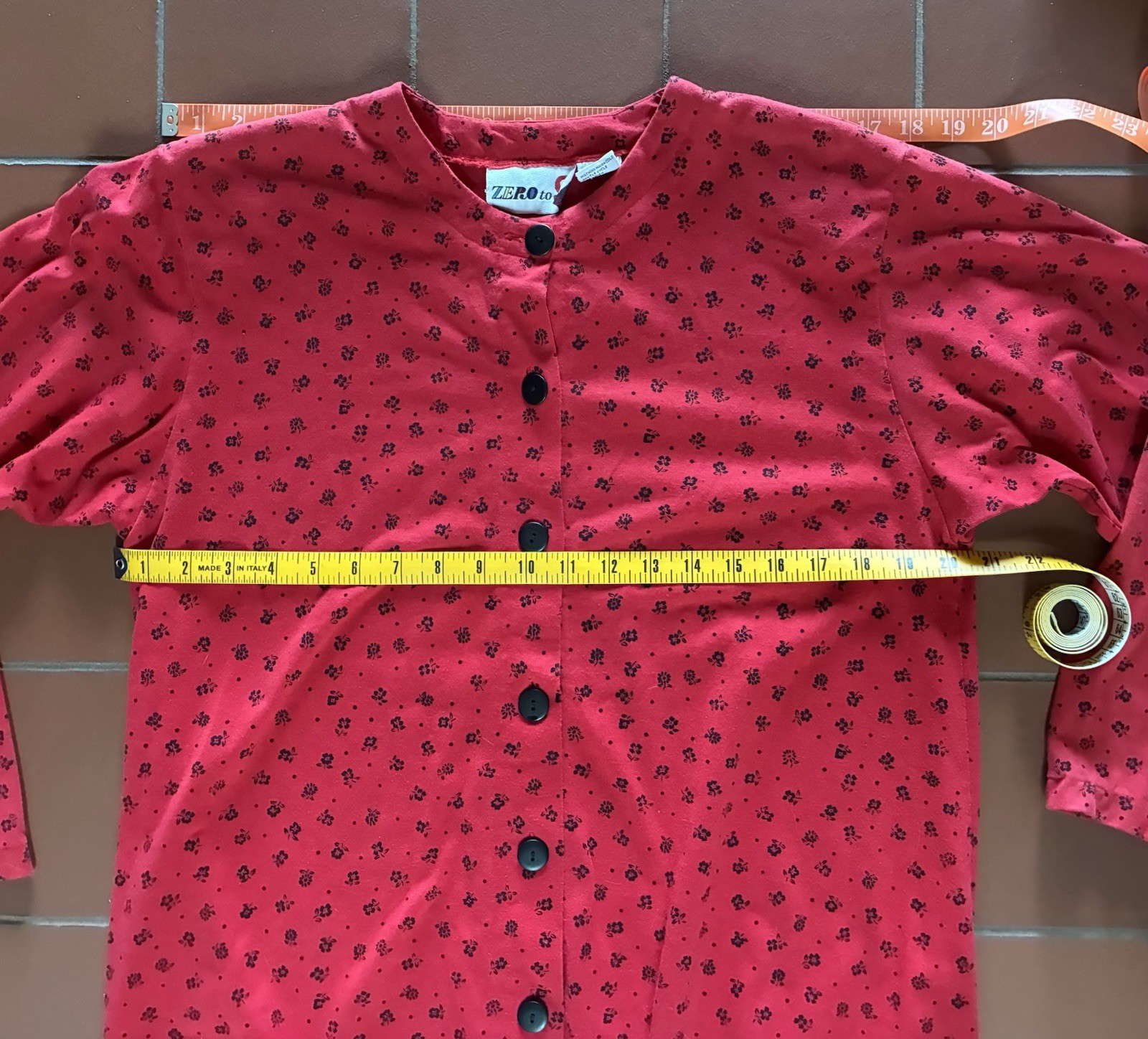 Vintage 1980s ZERO TO 9 Cherry Red Drop Waist Long Sleeved Dress Shoulder Pads M