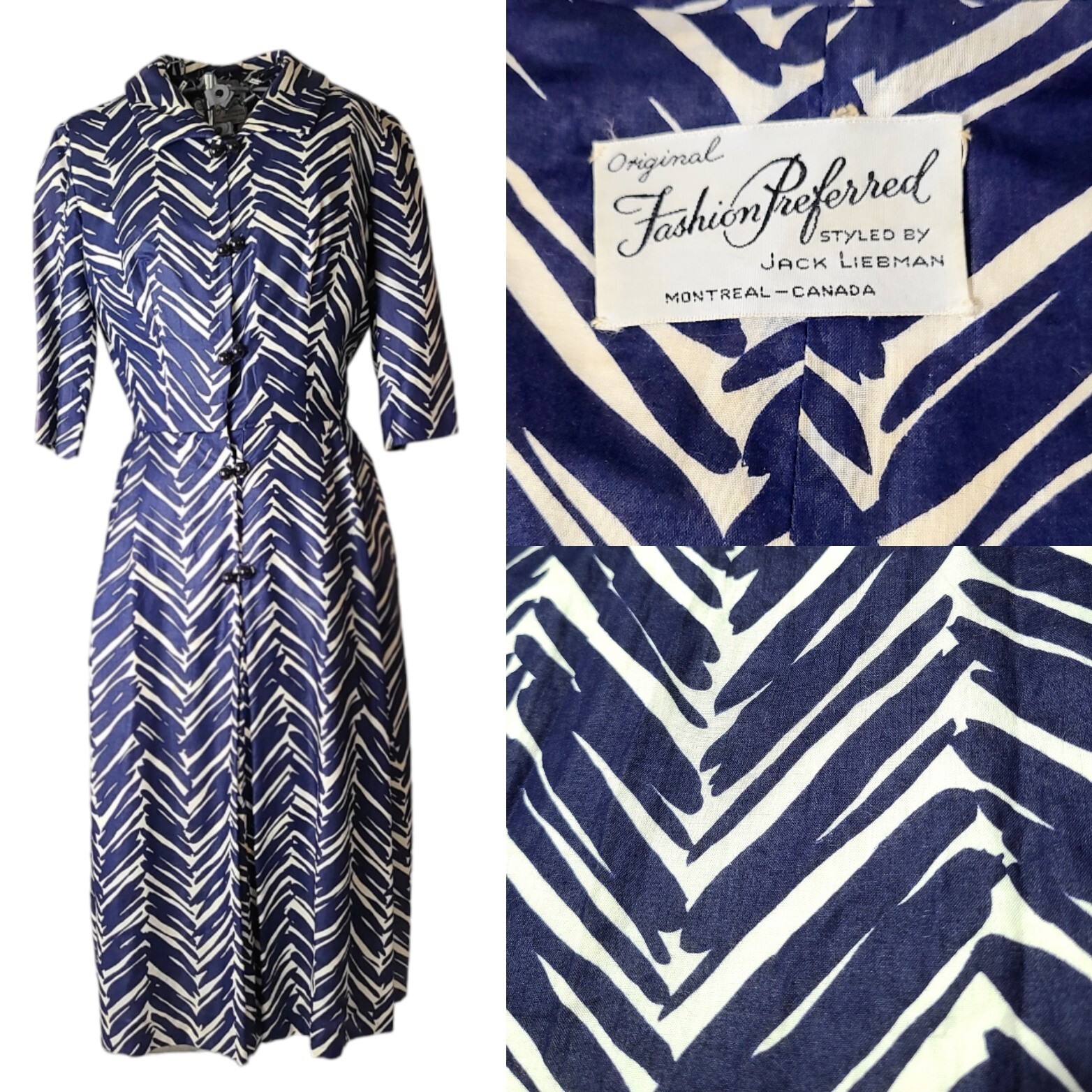 Vintage 40s / 50s Fashion Prefered Jack Liebman Cocktail Dress Montreal Stoffel