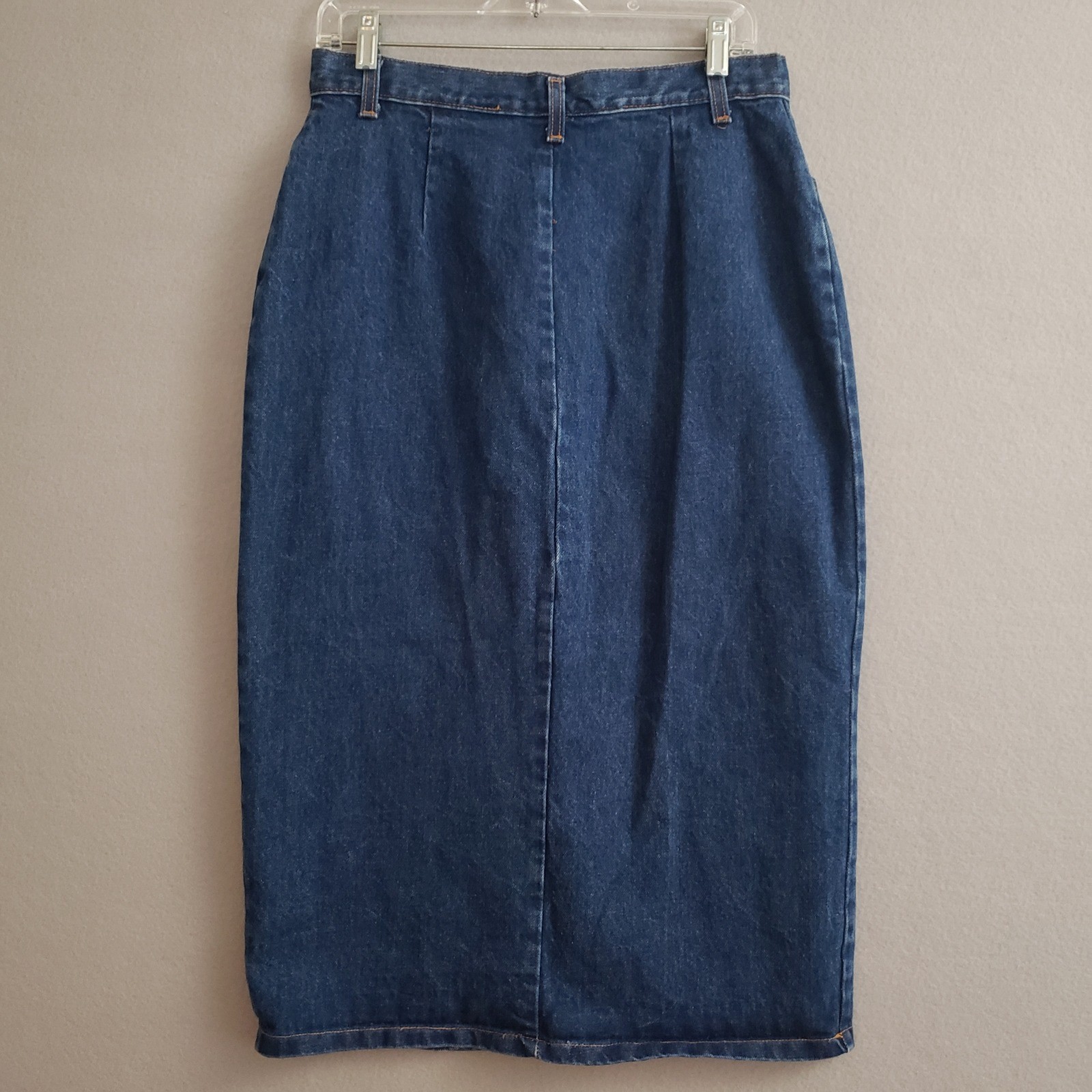 Courage My Love 13/14 Denim Skirt Blue Button Front High Rise Midi Vintage 90s