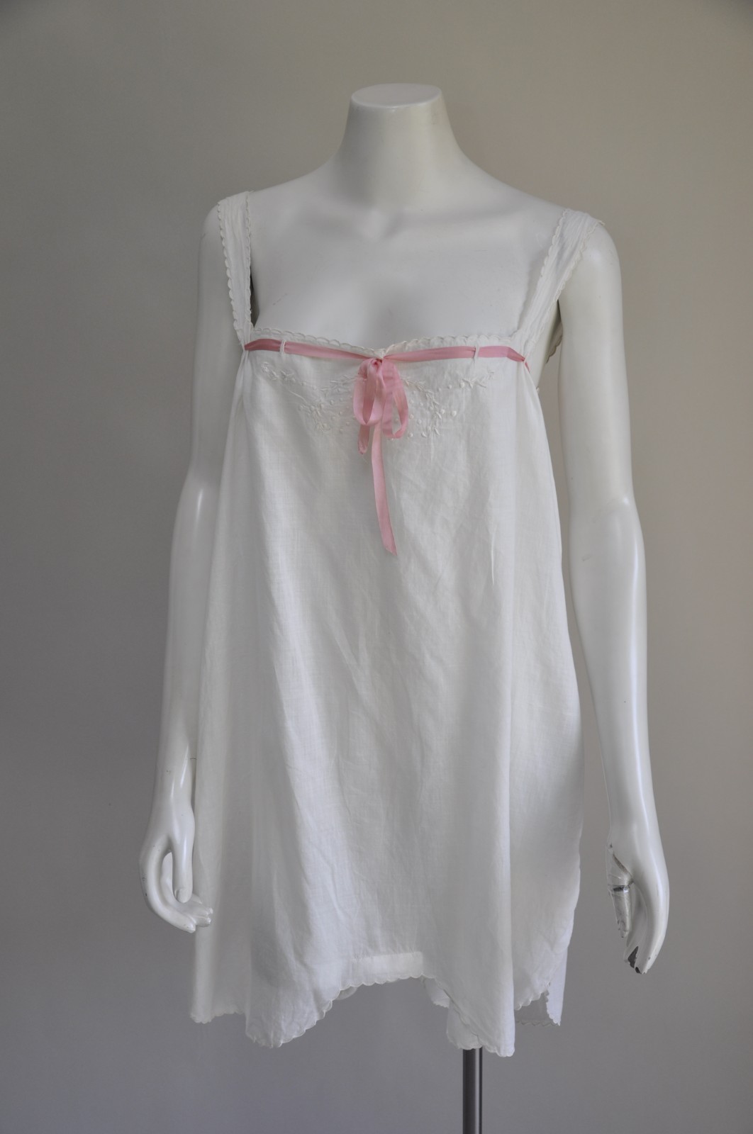 Antique VTG Edwardian 1920s White Cotton Lawn Step-In Lingerie Undergarments S-L