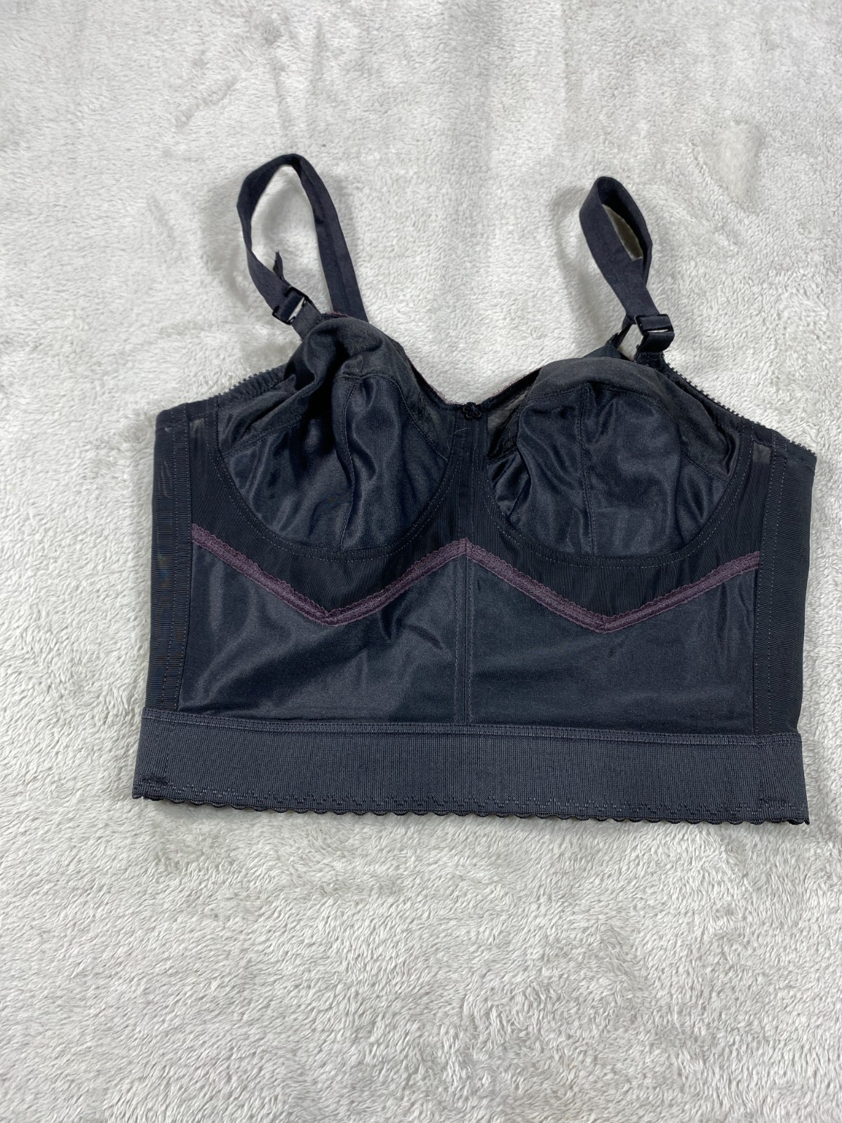 Vintage Corset Bra Womens Black 100% Nylon Adjustable Straps Workers Union
