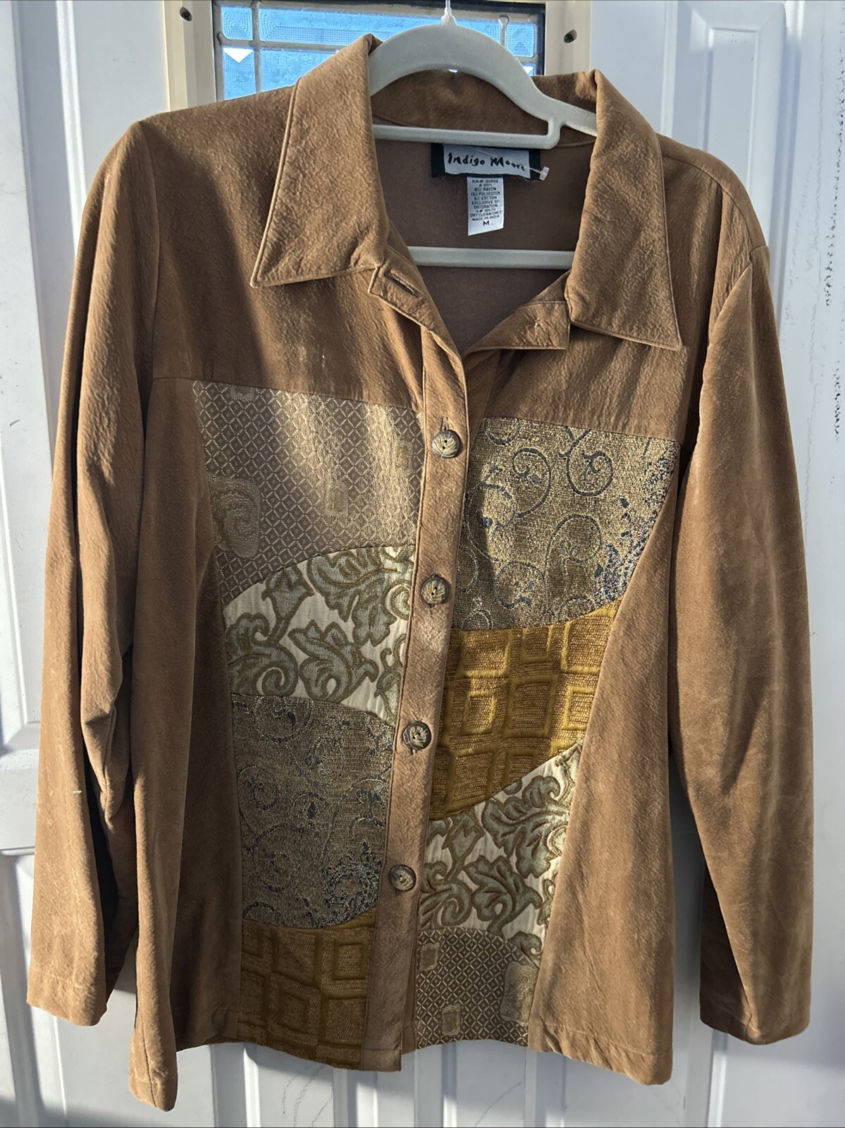 Vintage Indigo Moon Womens Jacket Tan Unquie Buttons
