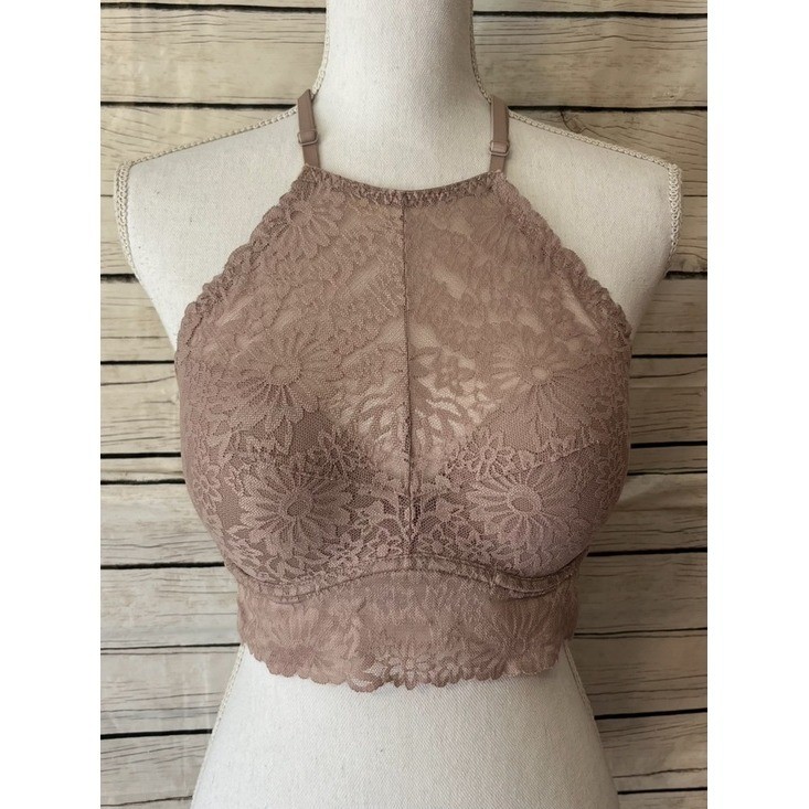 NWT Victoria’s Secret PINK Lace High-Neck Push-up Bralette in Dusty Rose
