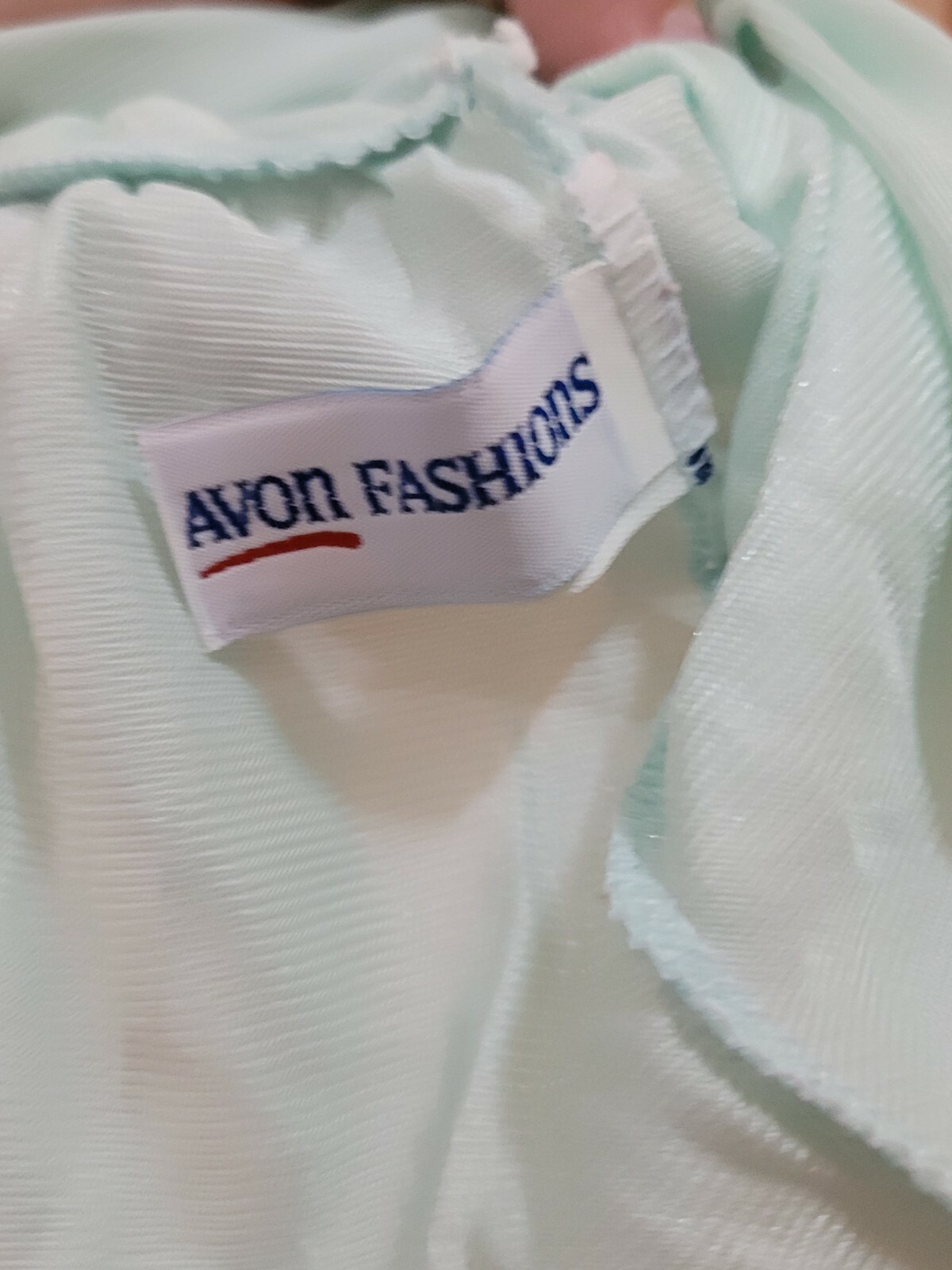 Vintage Avon Fashions Lingerie Mint Green Nightgown Side Tie Size Small Chemise