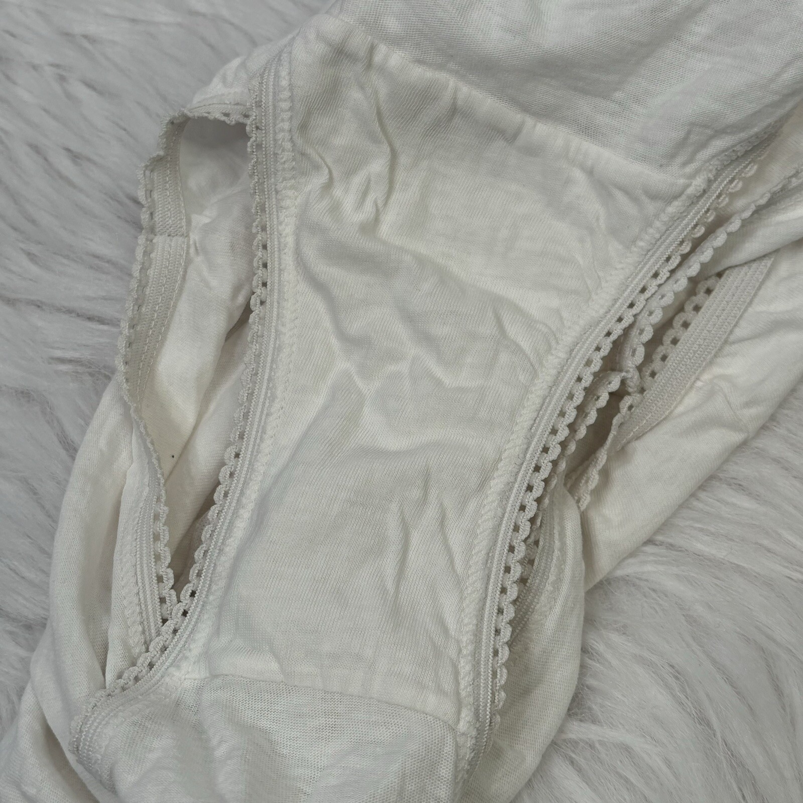 Vintage Cotton Panties Briefs Unknown Brand White Cotton Ladies Women’s Size 7