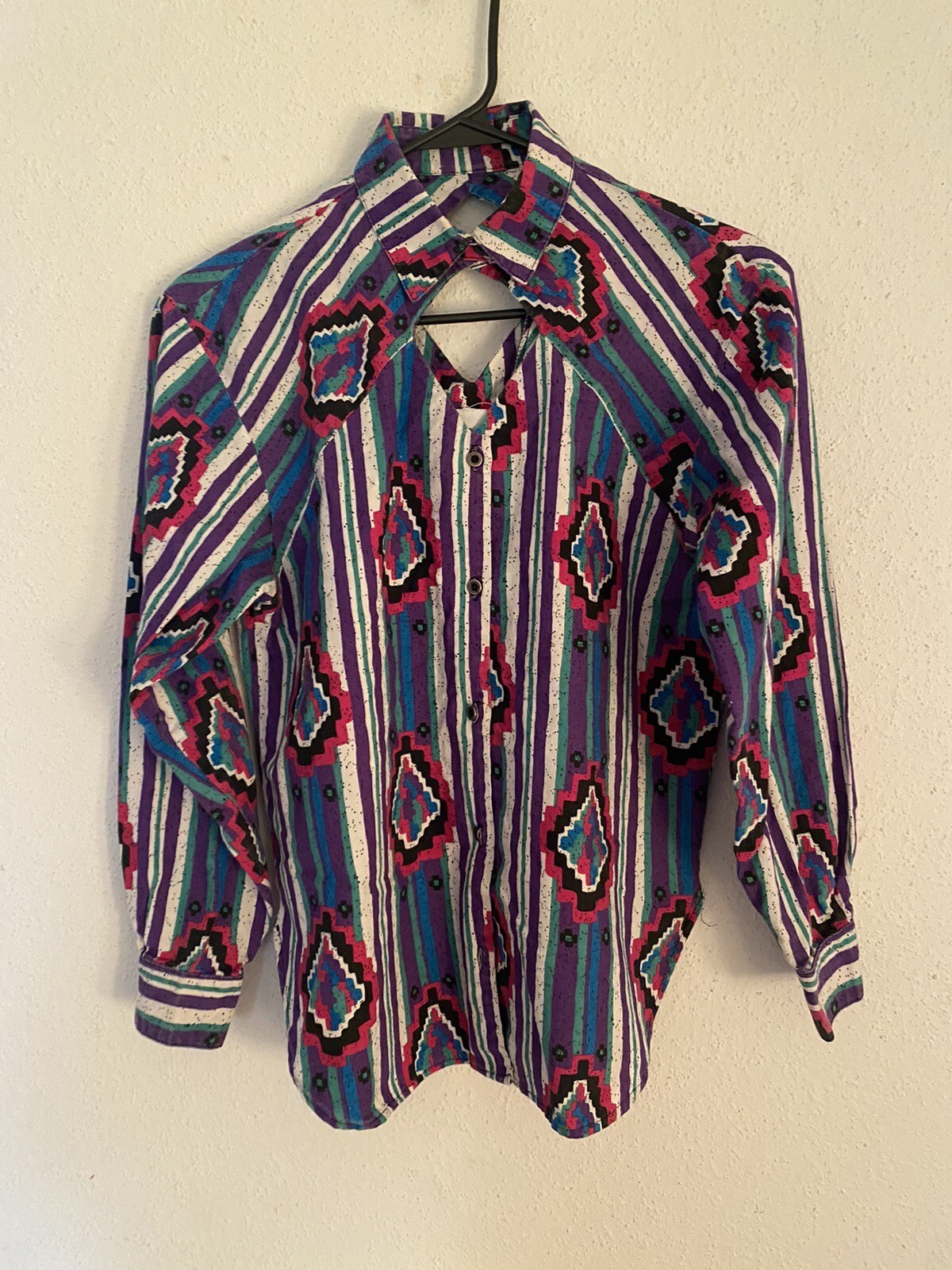 Vintage 90s Banjo Dallas Western Shirt Peekaboo Aztec Design Women’s Small
