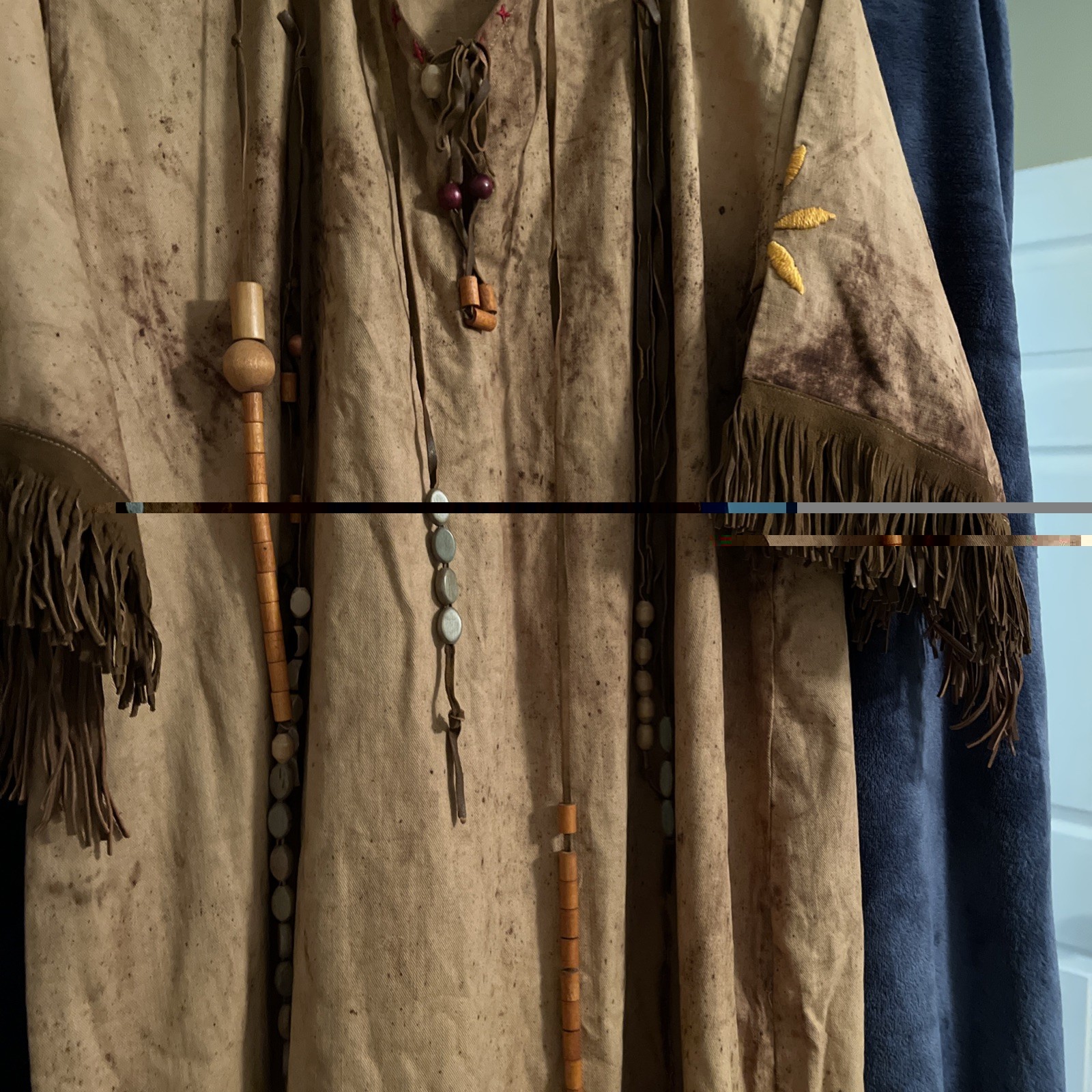 Vintage Women’s Indian Dress. Leather Fringe And Beading
