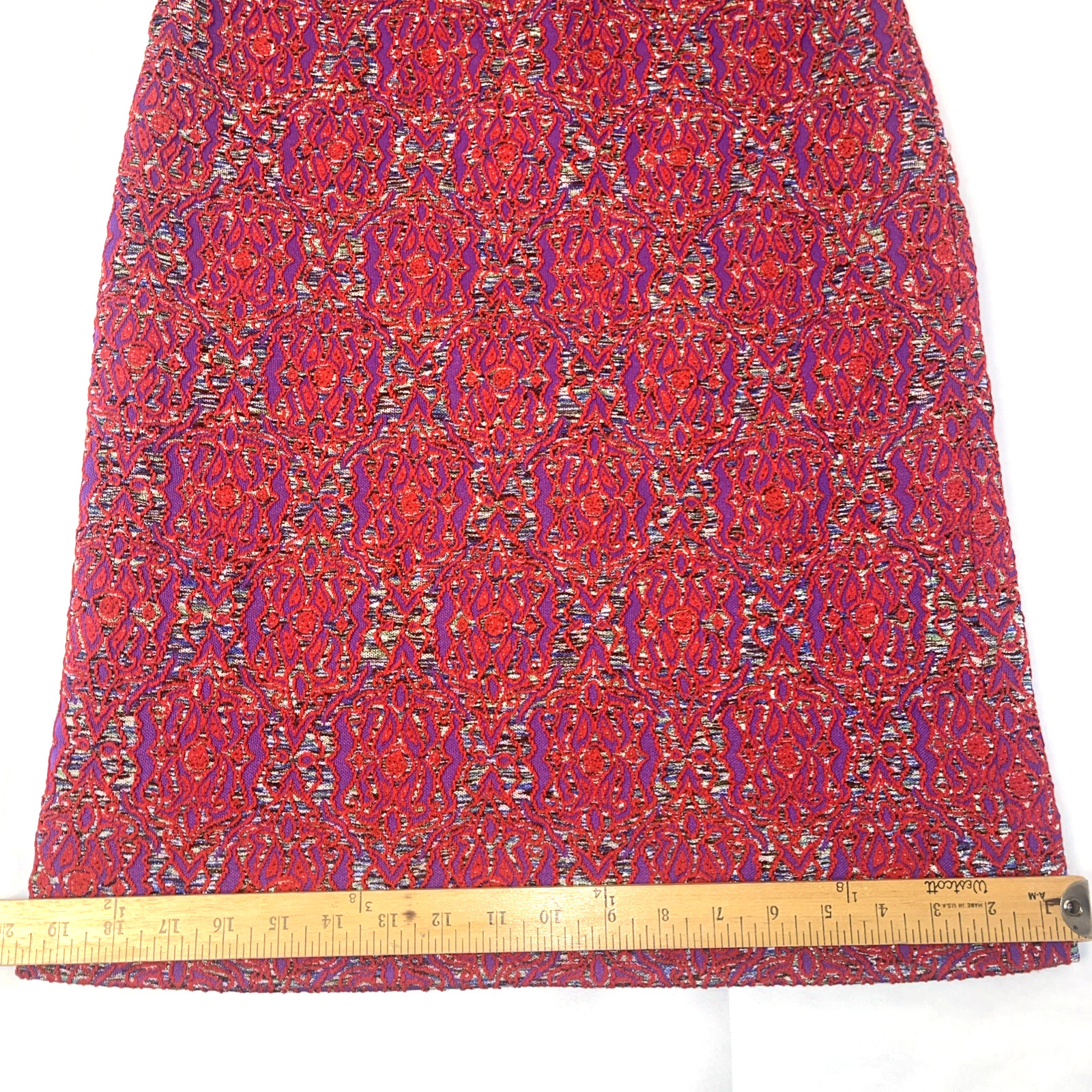 VTG 1960s Mod Dress Handmade Red Purple Abstract Retro Short Sleeve Midi Length