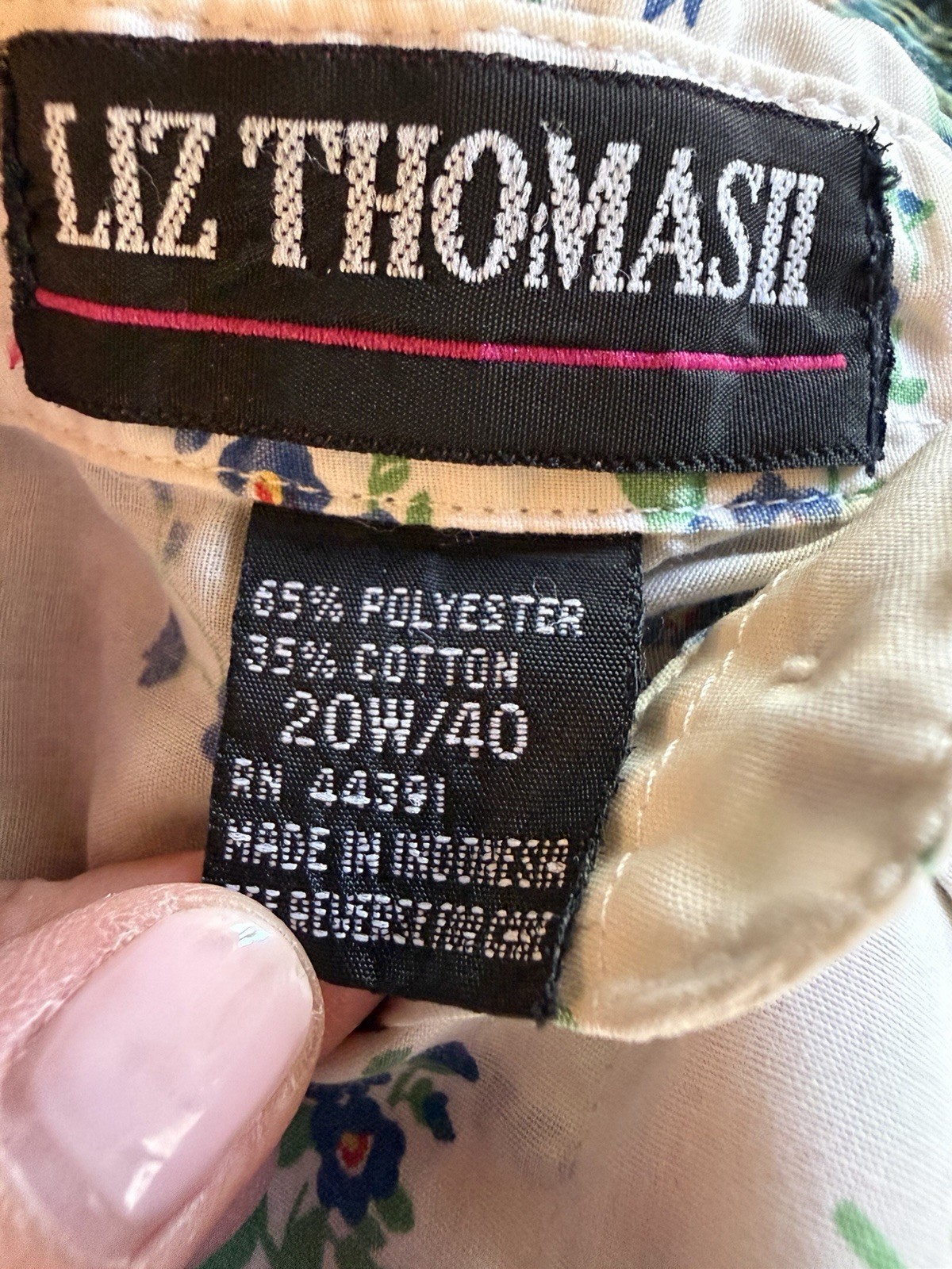 Vintage 80s Liz Thomas white floral cottagecore indie retro preppy camp shirt XL