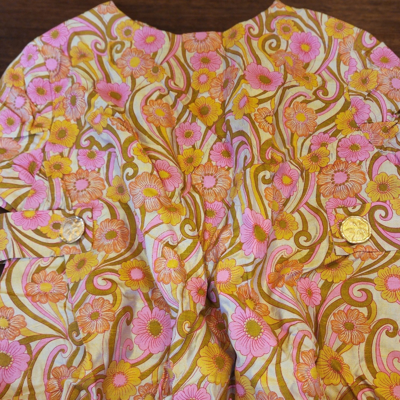✨️Vintage 60s Mod Floral Shift Dress Pink Orange Psychedelic Boho Retro Indie🌸